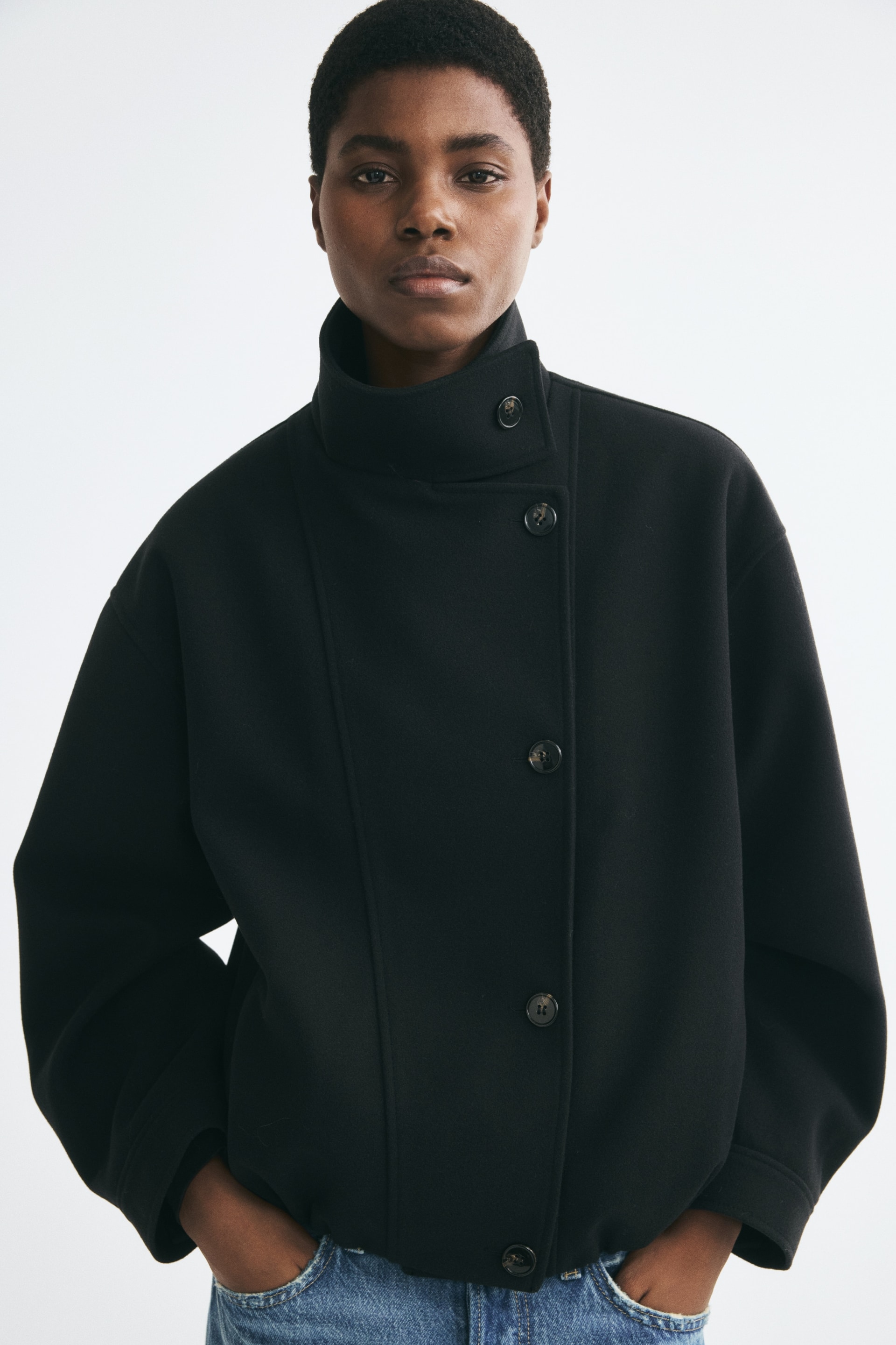Veste oversize avec col entonnoir
