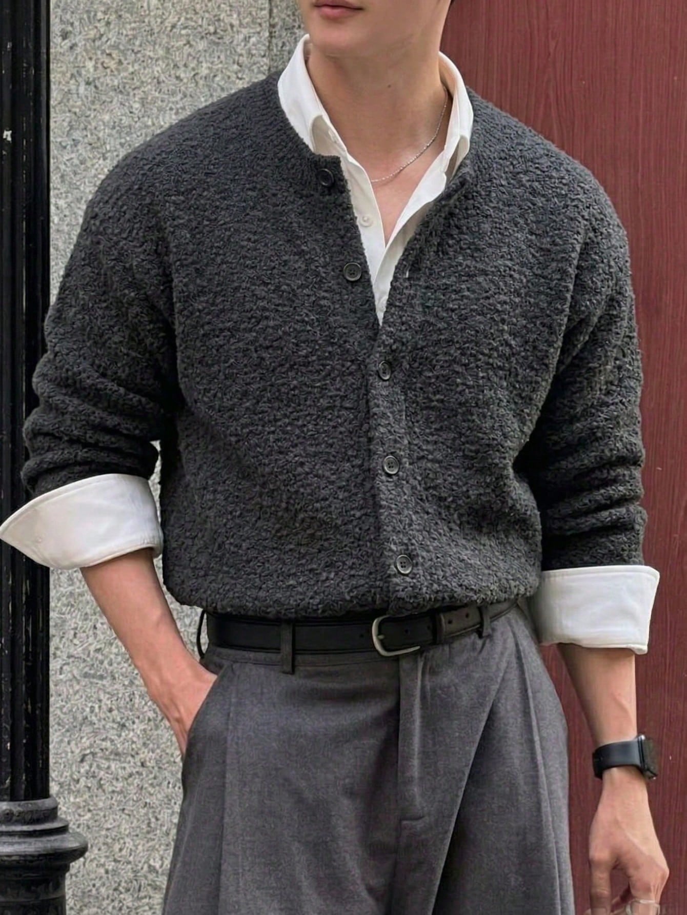 Cardigan pour homme mode décontractée polyvalente pour le quotidien et la maison, col