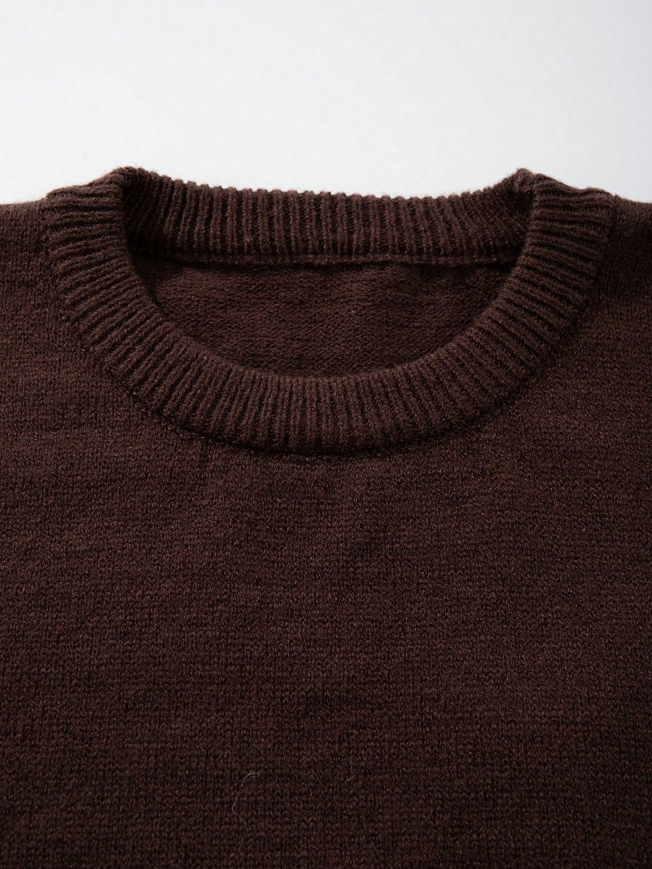 Pull-over à col rond en tricot de couleur unie, décontracté, ample et minimaliste, de — vue 5