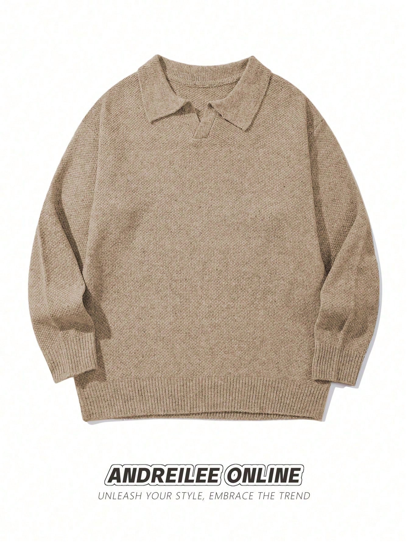 Pull polo tricoté pour homme, style Old Money décontracté chic, couleur unie, — vue 6