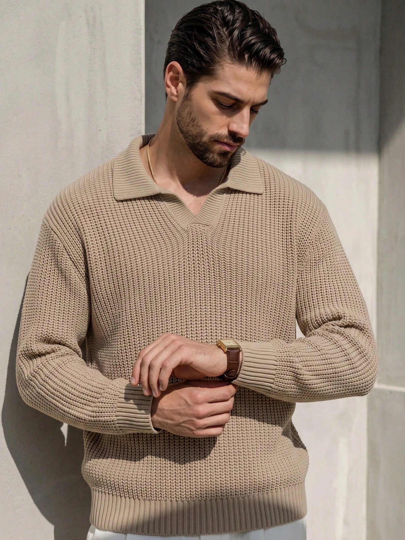 Pull homme automne/hiver, couleur unie, style business décontracté, pour le quotidien et — vue 4