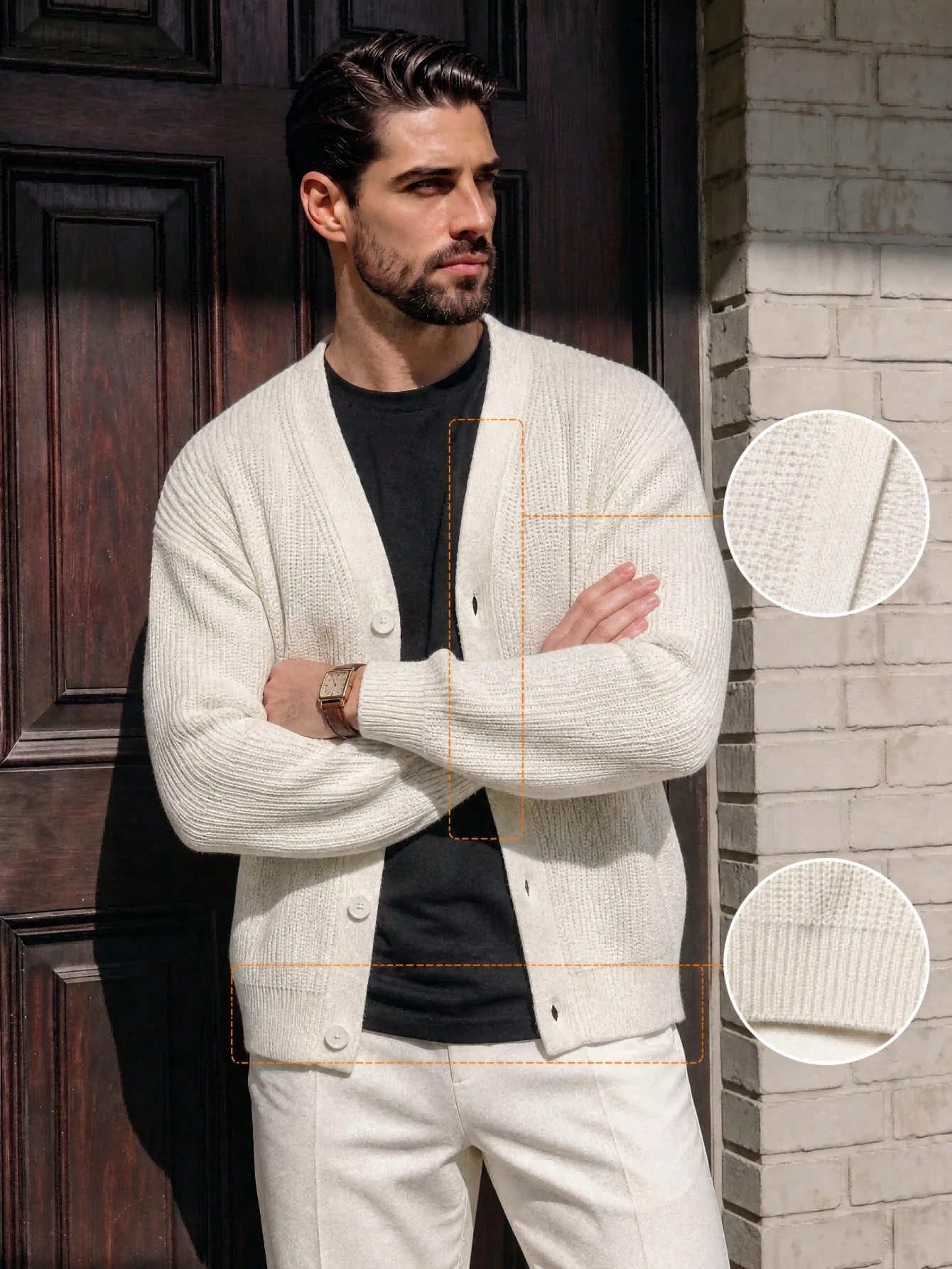 Cardigan pour hommes, style streetwear décontracté polyvalent pour les trajets — vue 2