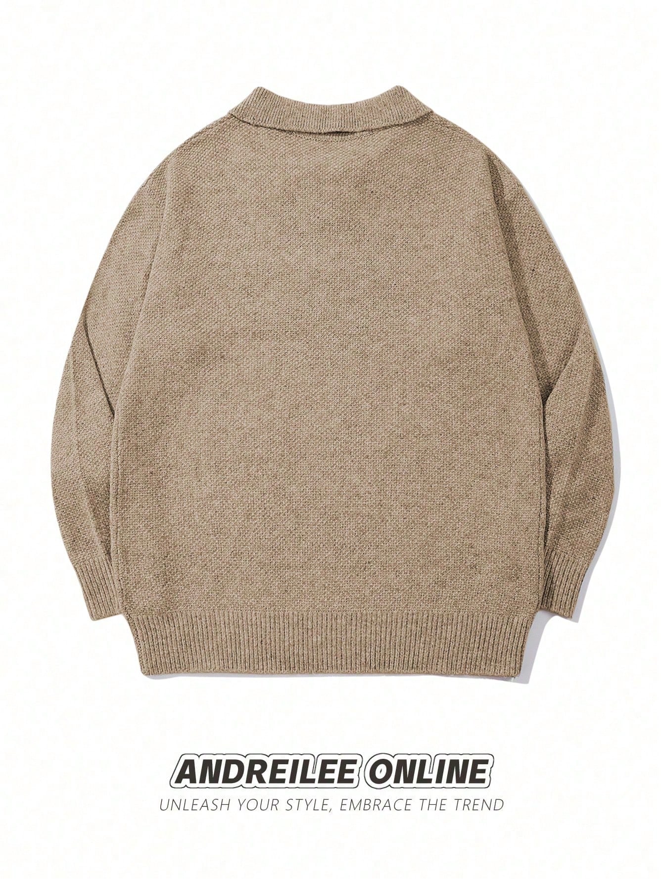 Pull polo tricoté pour homme, style Old Money décontracté chic, couleur unie, — vue 7