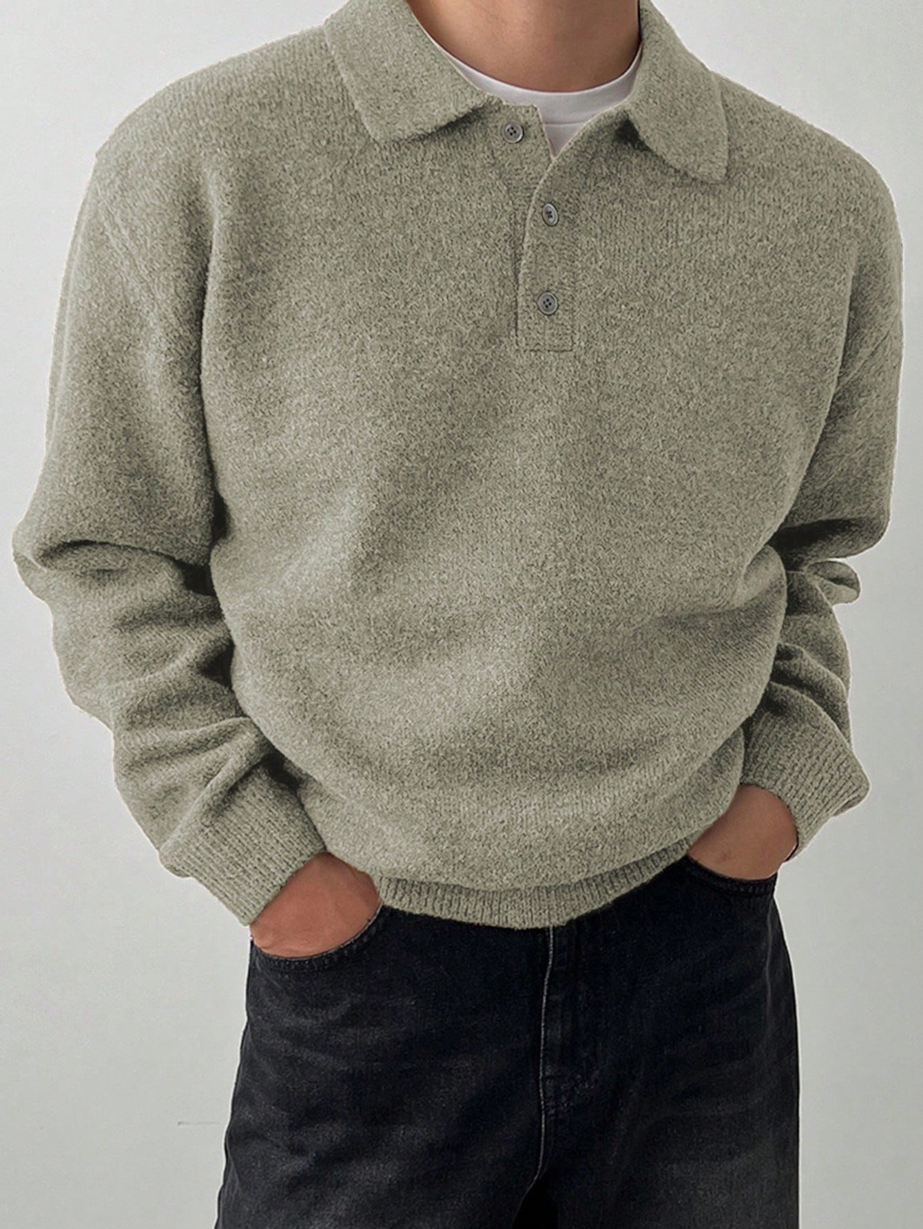 DAZY Pull tricoté de couleur unie pour hommes, style décontracté simple pour un port