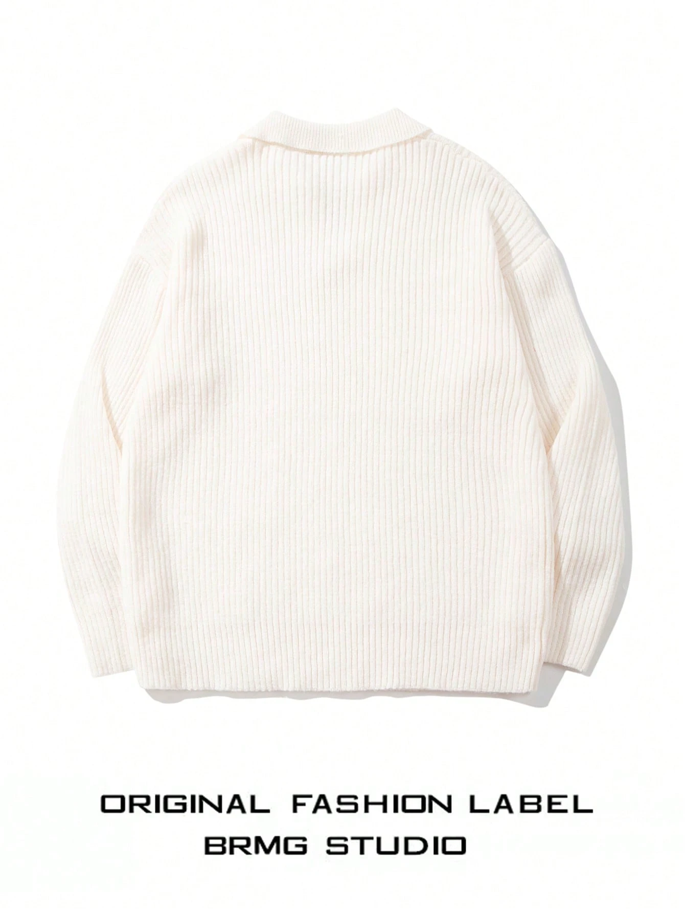 Pull col polo côtelé pour hommes, pull ample et décontracté tricoté, convient pour — vue 6
