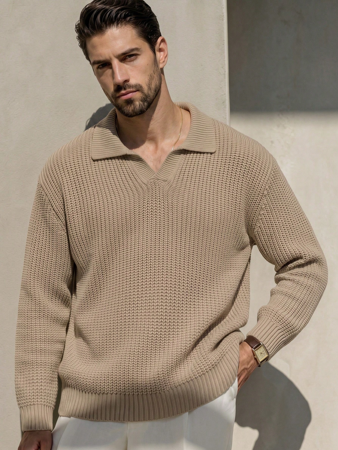 Pull homme automne/hiver, couleur unie, style business décontracté, pour le quotidien et — vue 7