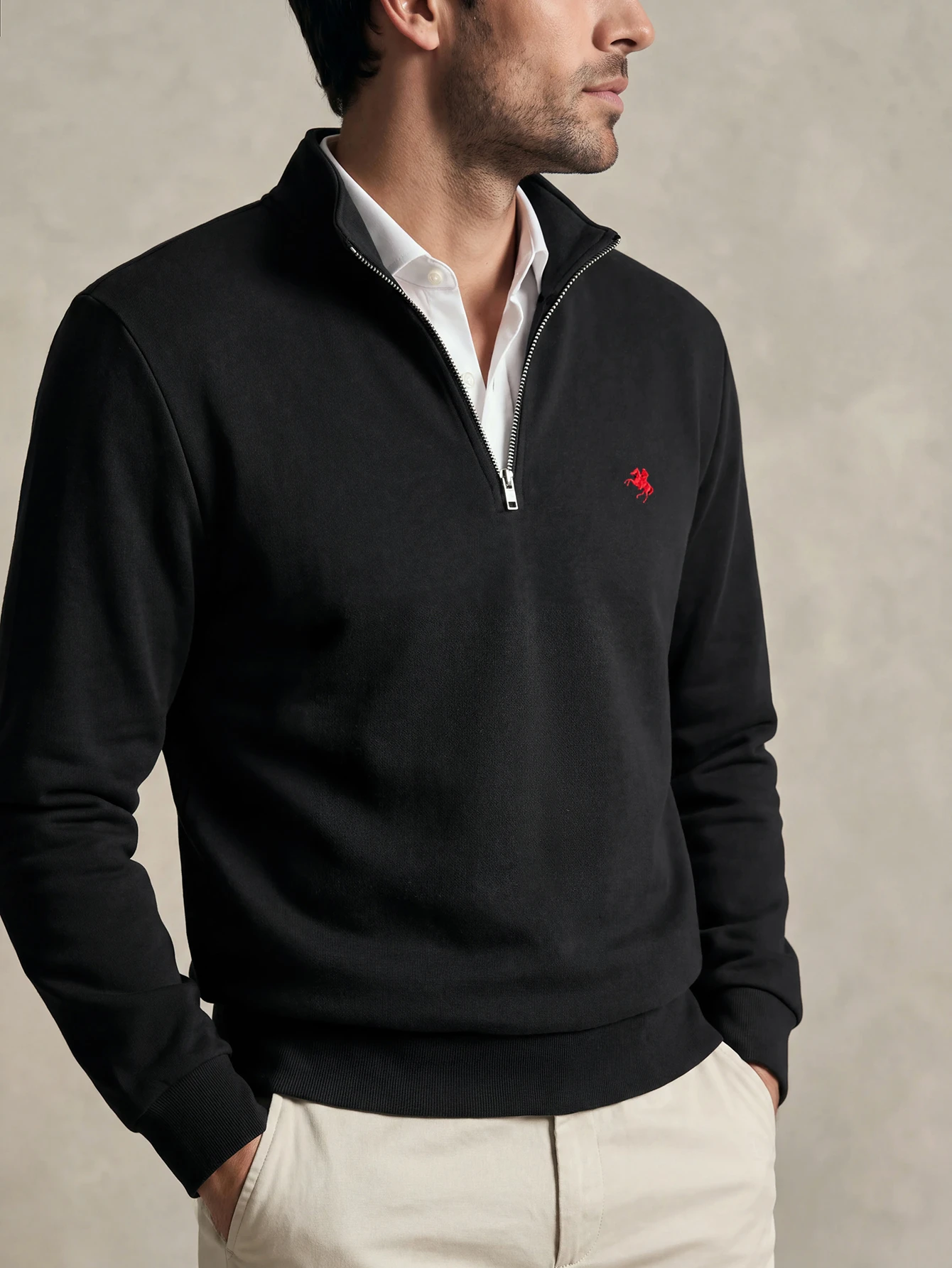 Lornavo sweat-shirt décontracté basique pour homme en coton avec motif chevalier, noir, — vue 3
