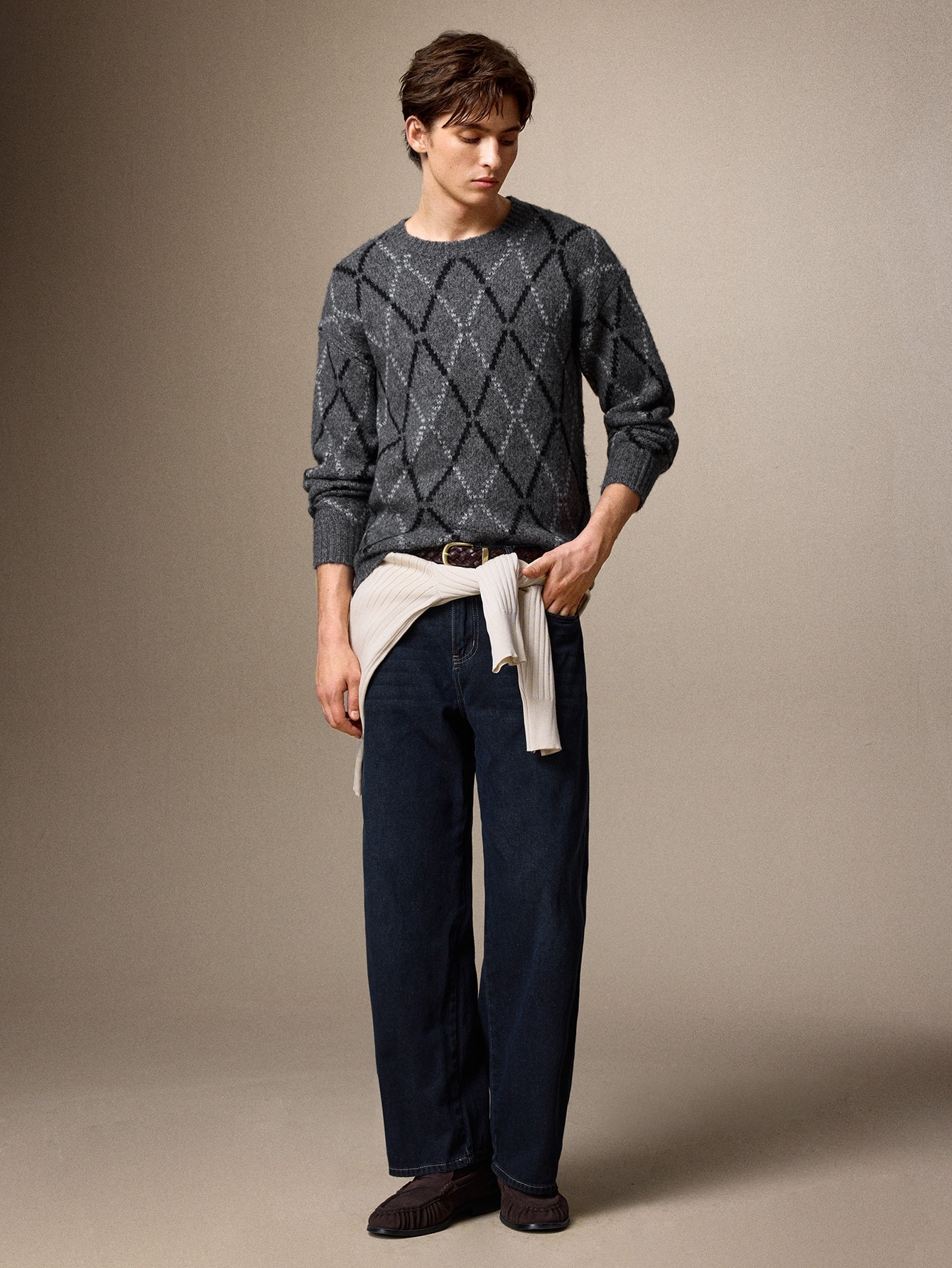 Calmiston Pull côtelé à manches longues minimaliste pour hommes pour un port quotidien — vue 12