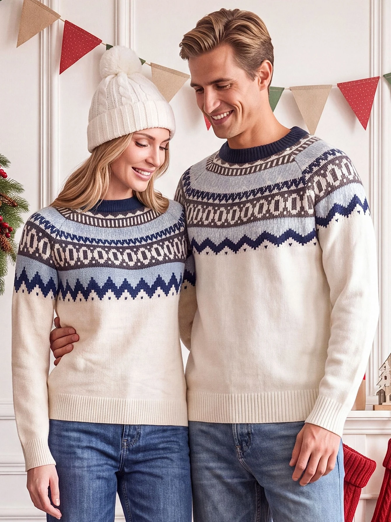 Calmiston Pull en coton de couleur unie décontracté pour homme, manches longues, style — vue 4