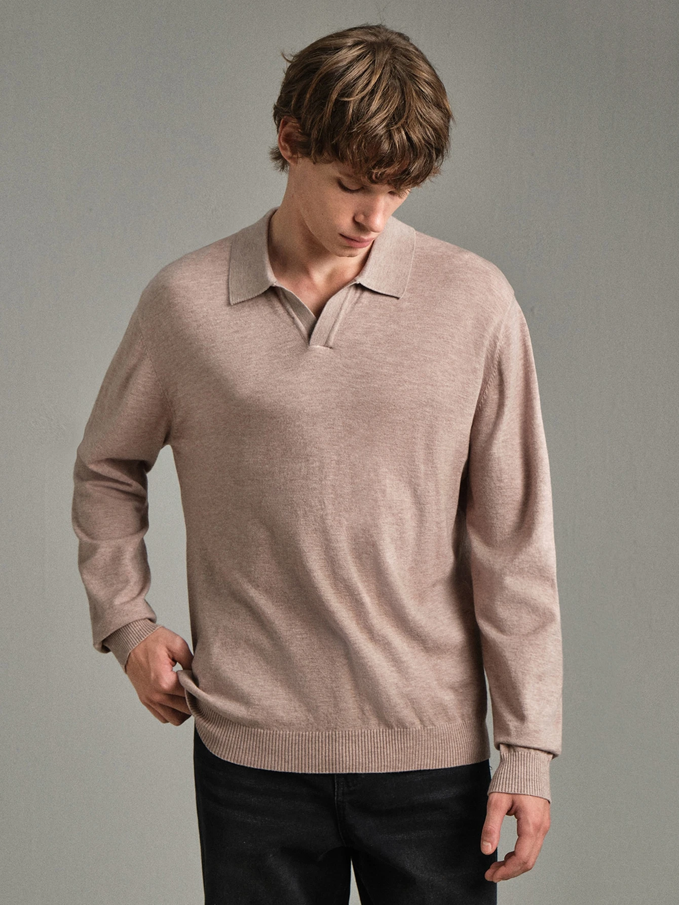 Calmiston Pull décontracté polyvalent à col et manches longues, couleur unie, en laine, — vue 4