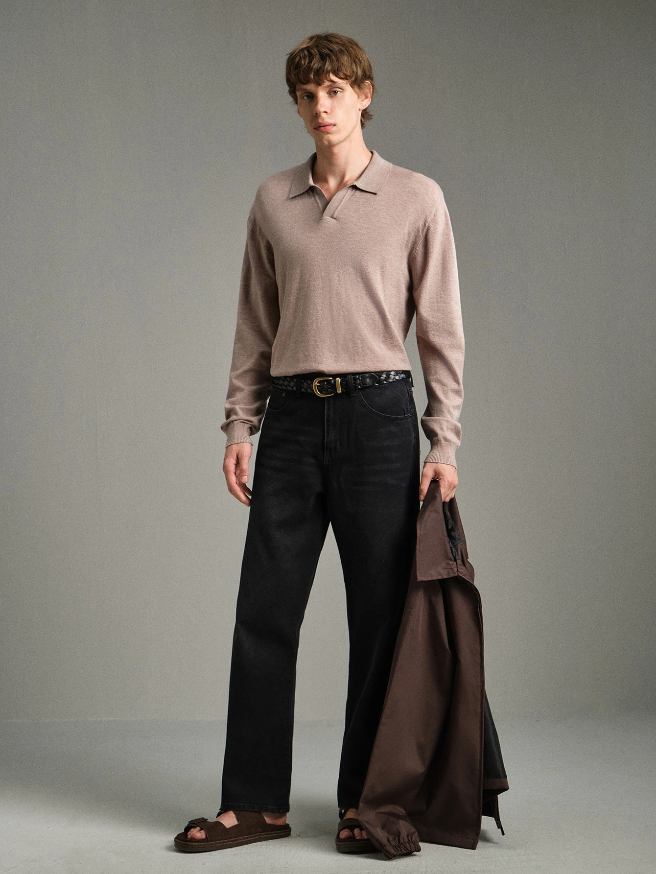 Calmiston Pull décontracté polyvalent à col et manches longues, couleur unie, en laine, — vue 6