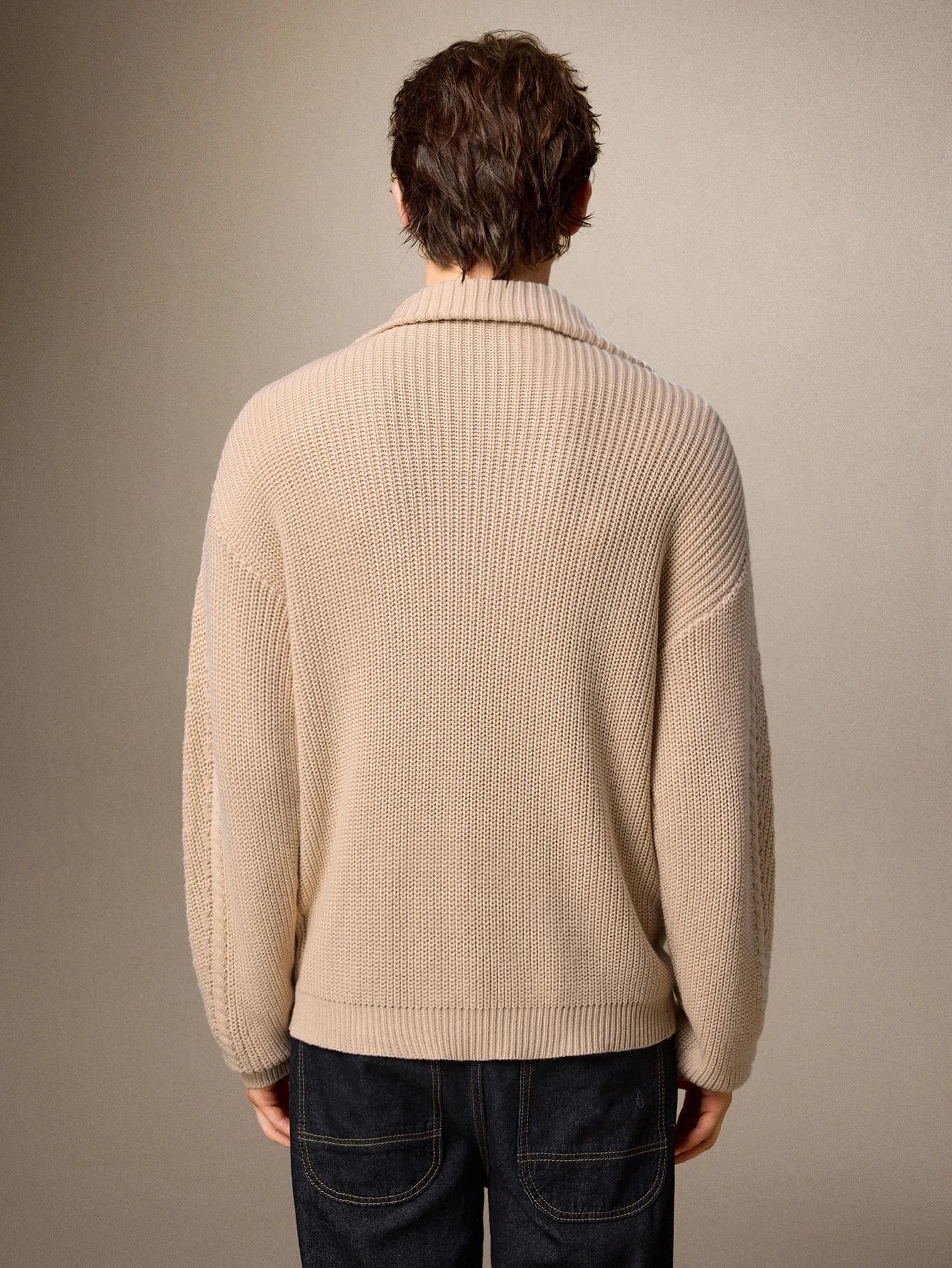 Calmiston Nouveau style automne/hiver 100% coton, chemise tricotée à manches longues avec — vue 5