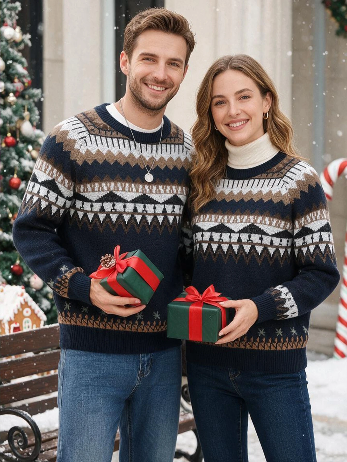 Calmiston Pull en coton de couleur unie décontracté pour homme, manches longues, style — vue 12