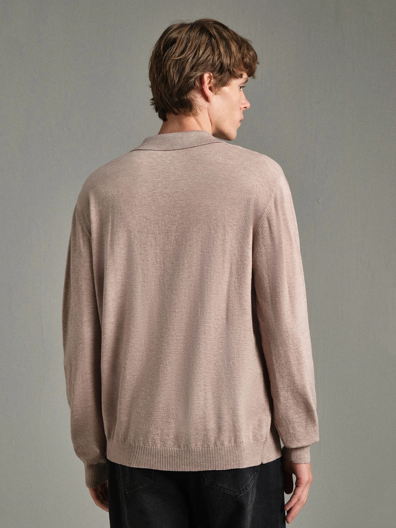 Calmiston Pull décontracté polyvalent à col et manches longues, couleur unie, en laine, — vue 9