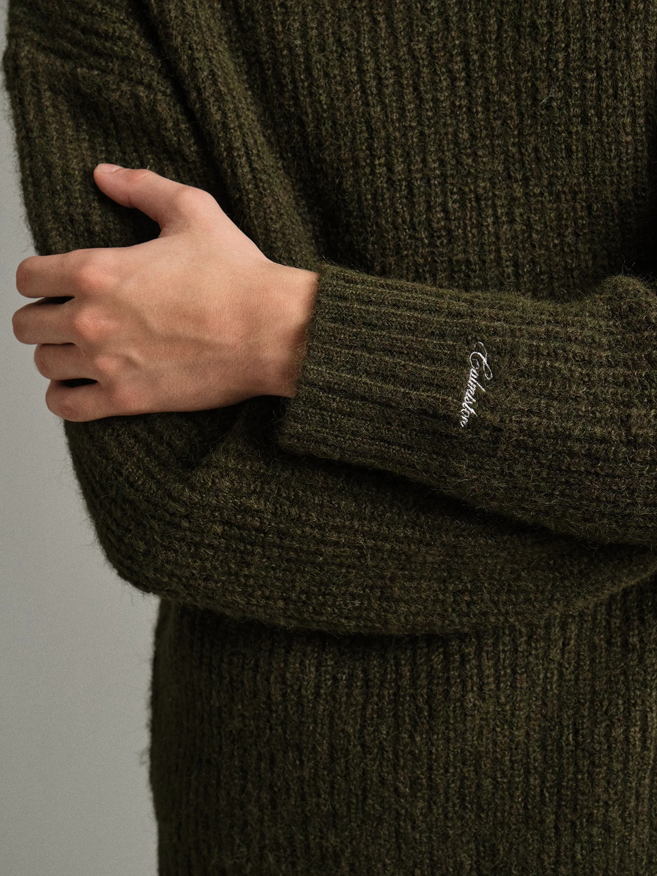 Calmiston Pull en maille col rond pour homme en mélange de laine, couleur unie, style Old — vue 11