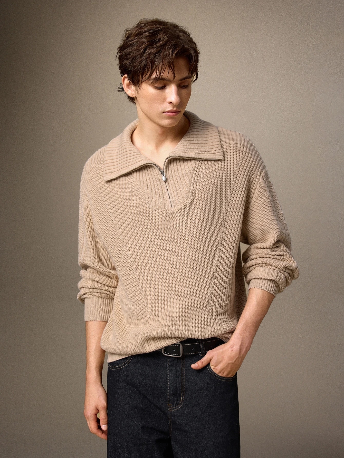 Calmiston Nouveau style automne/hiver 100% coton, chemise tricotée à manches longues avec — vue 9