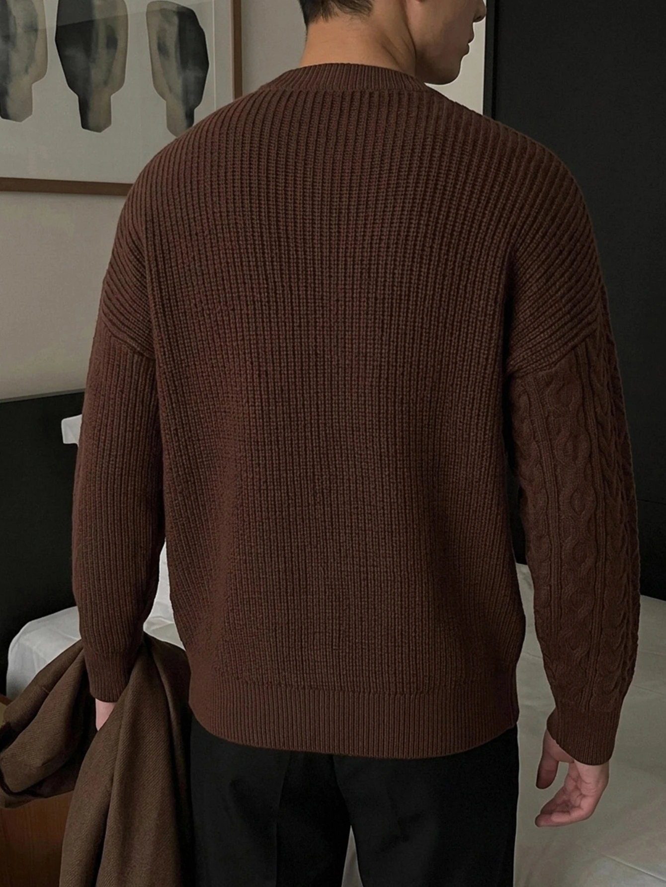 DAZY Pull style coréen col rond avec design de fausse patte automne/hiver — vue 2