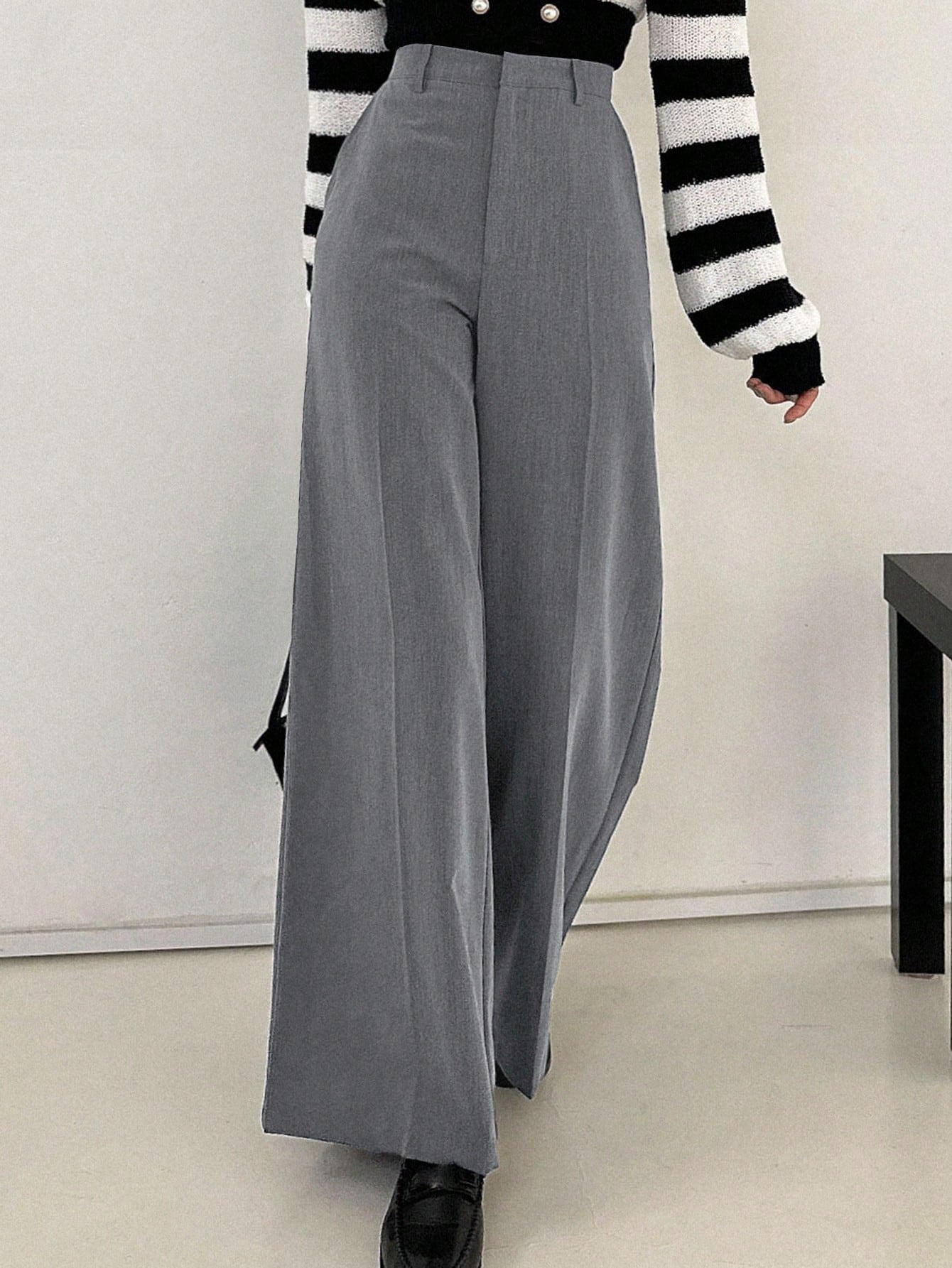 DAZY Pantalon large rayé décontracté pour femmes, convient pour le trajet — vue 5