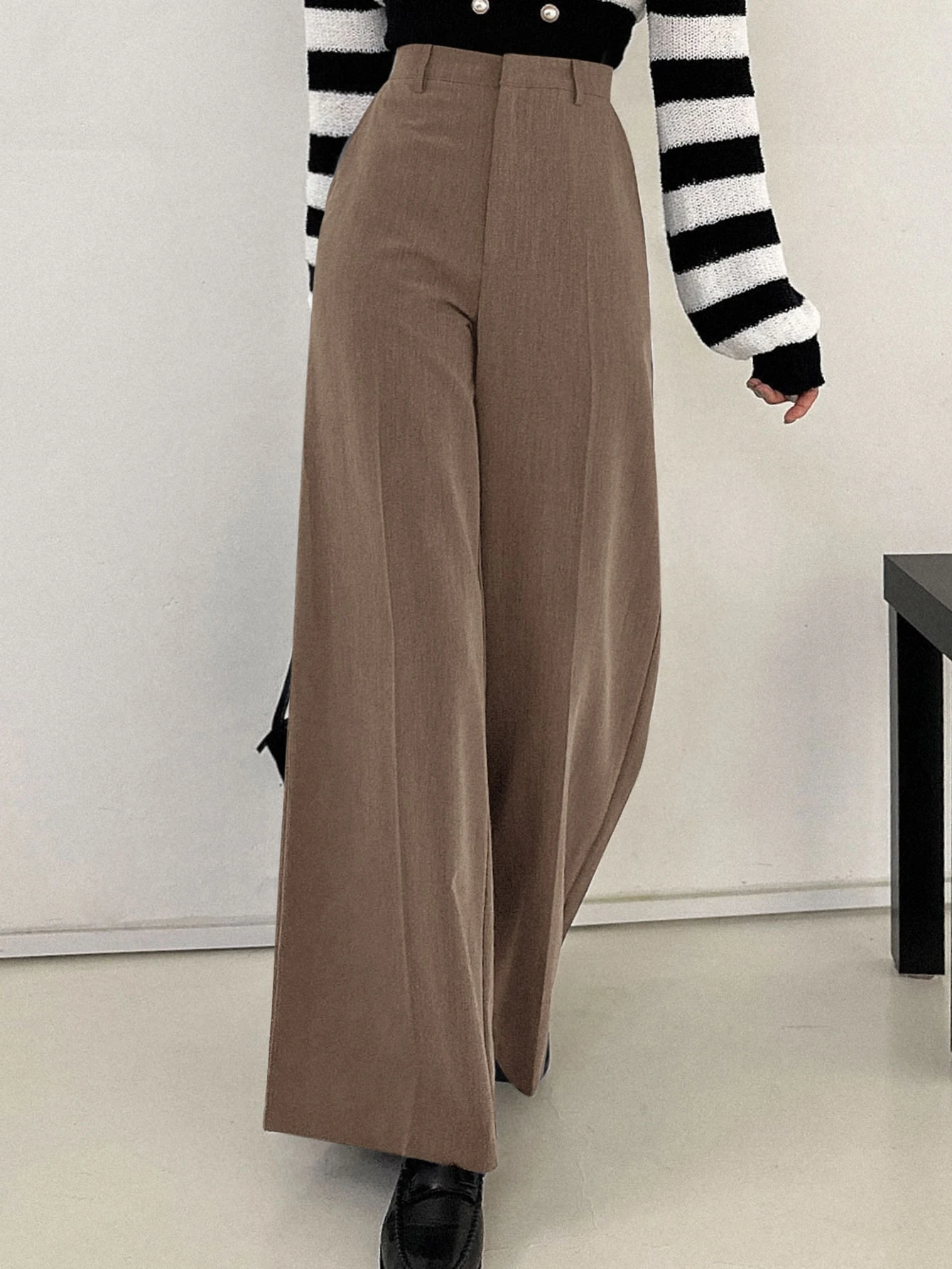 DAZY Pantalon large rayé décontracté pour femmes, convient pour le trajet — vue 3