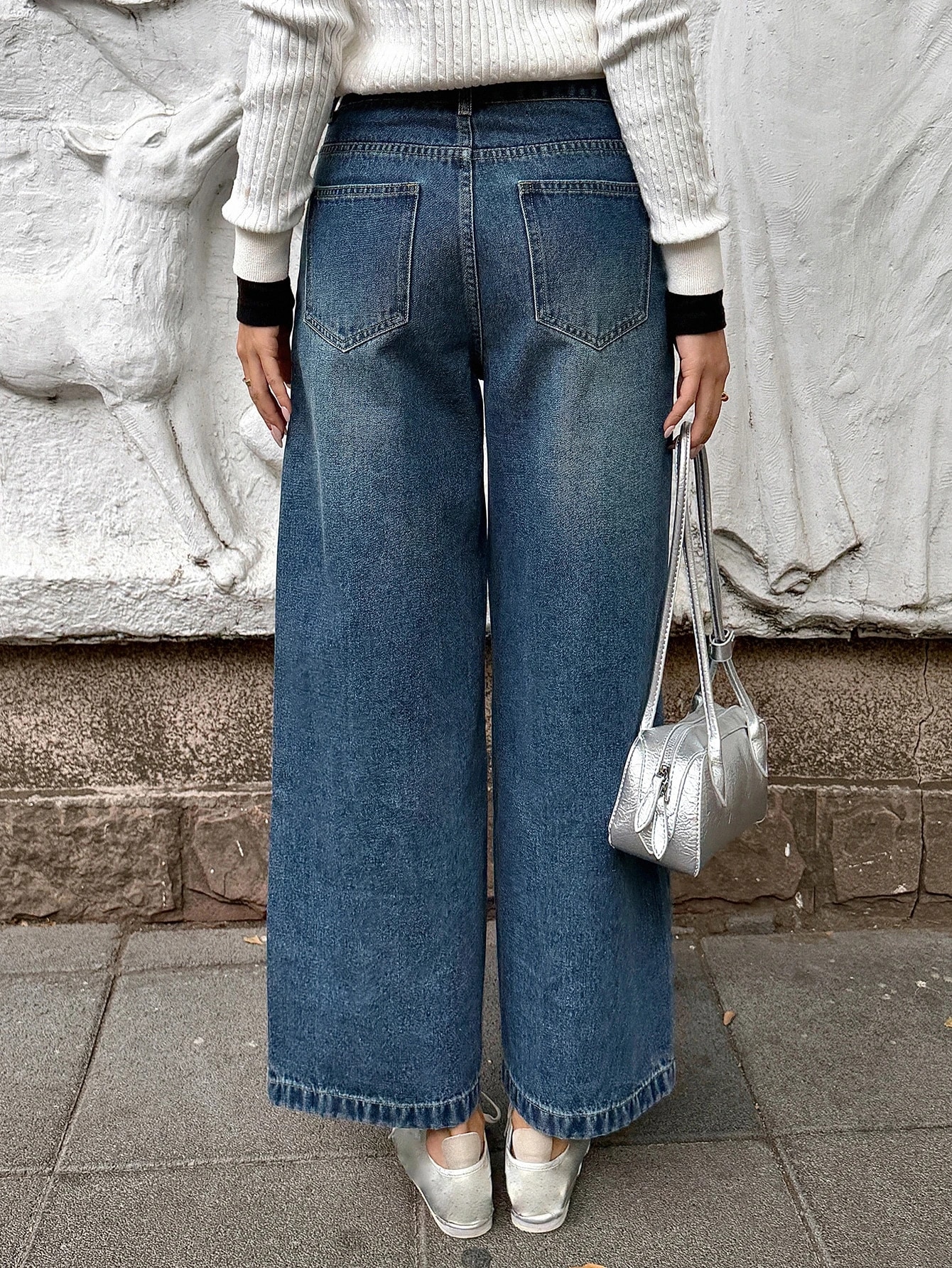 DAZY Jeans droits courts en jean délavé style cowgirl western, décontractés pour femmes, — vue 2