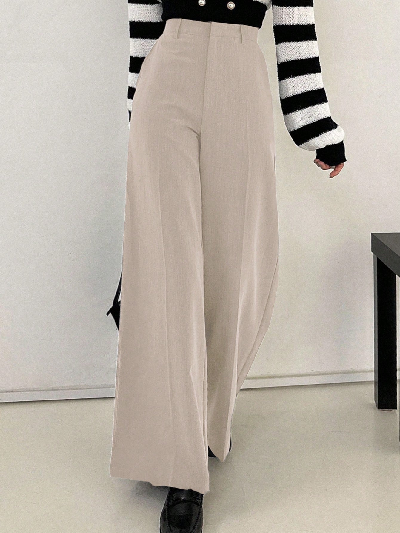 DAZY Pantalon large rayé décontracté pour femmes, convient pour le trajet — vue 11