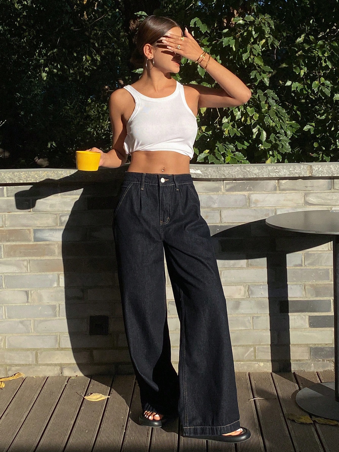 DAZY Jeans droits plissés décontractés amples pour femmes, vêtements de rentrée scolaire — vue 8