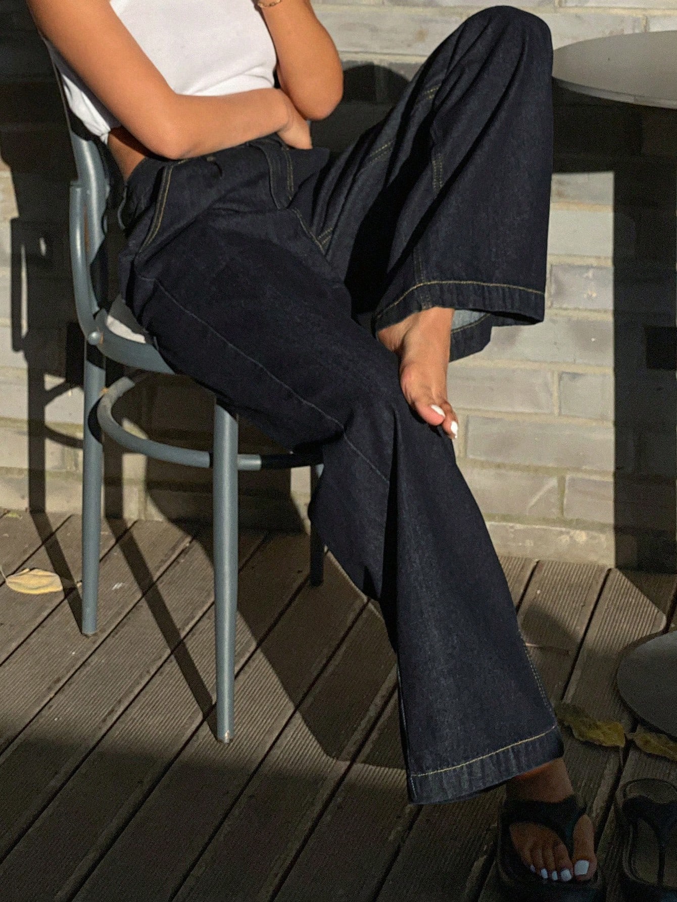 DAZY Jeans droits plissés décontractés amples pour femmes, vêtements de rentrée scolaire — vue 11