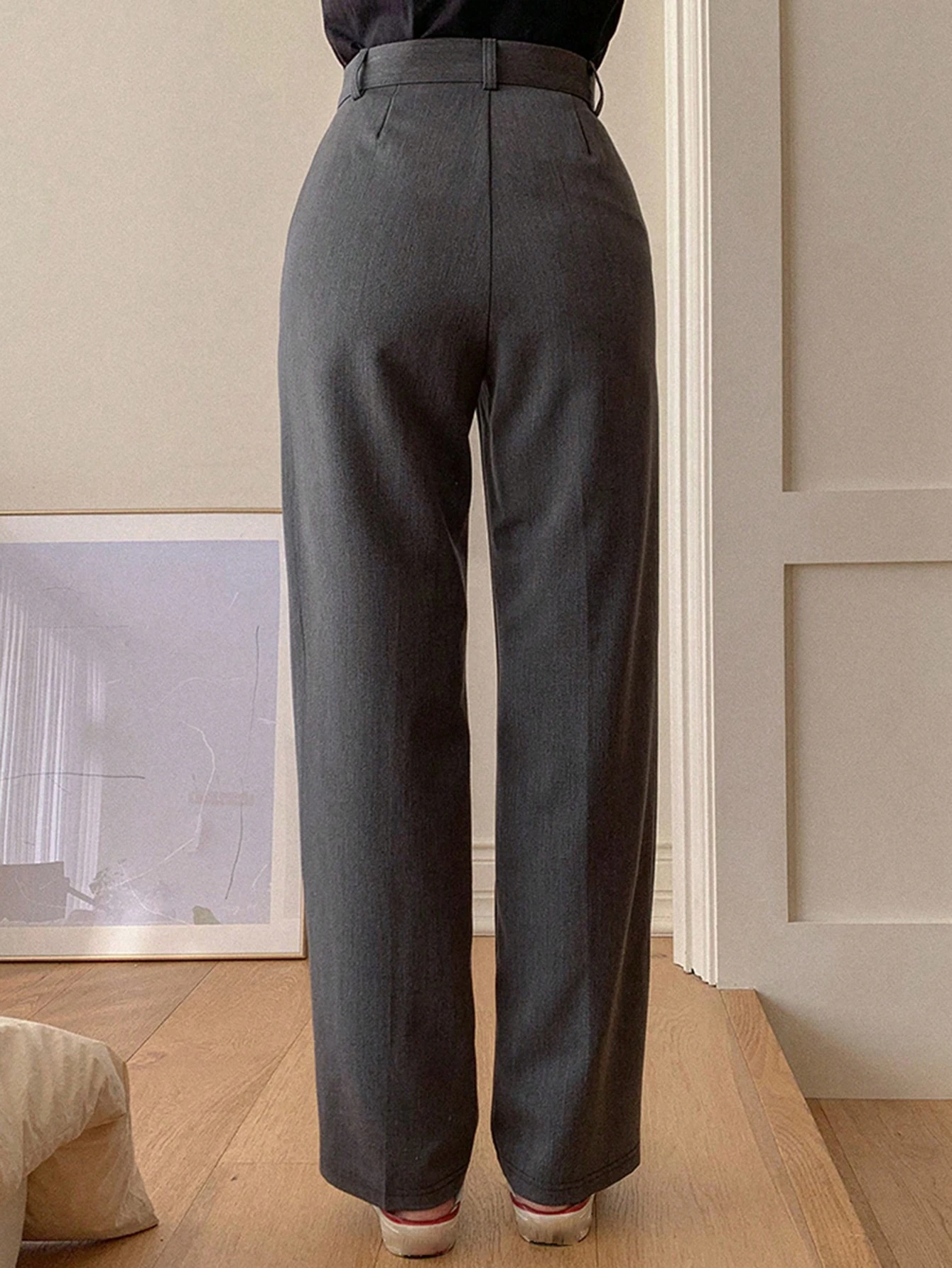 DAZY Pantalon droit ample à poches pour femmes, style casual chic. Pantalon habillé pour — vue 4