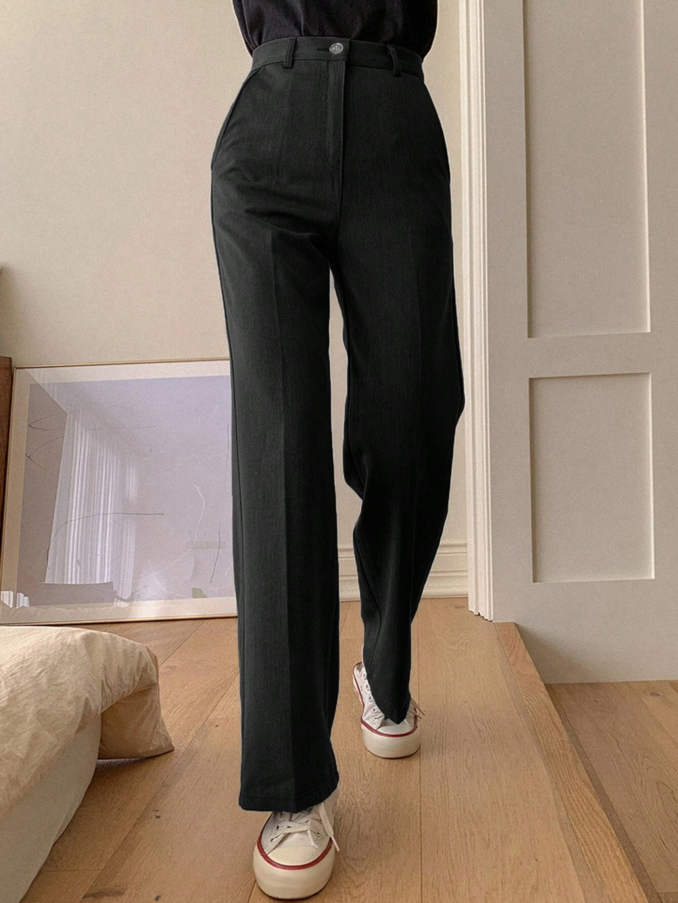 DAZY Pantalon droit ample à poches pour femmes, style casual chic. Pantalon habillé pour — vue 5