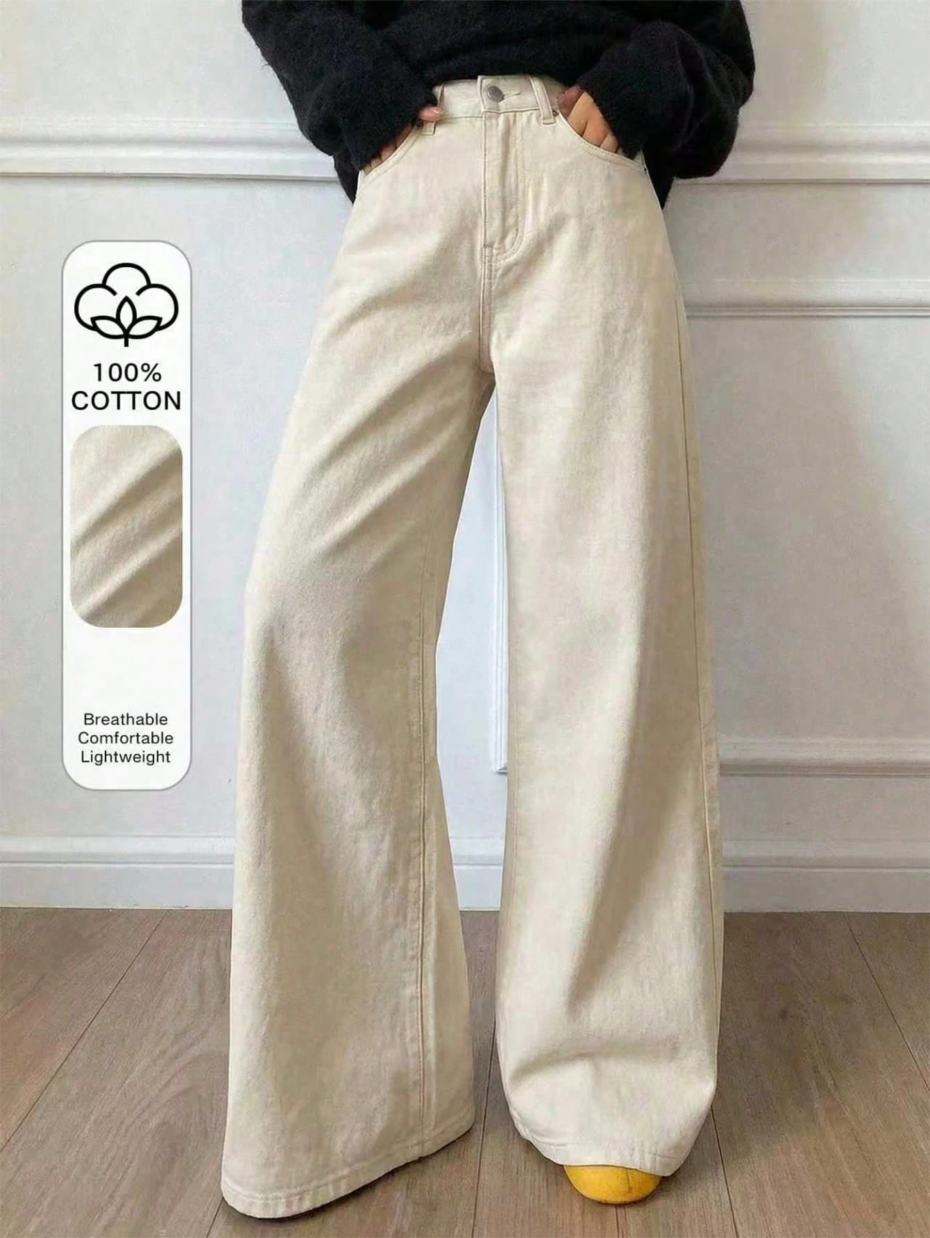 DAZY Pantalon en jean large décontracté à jambes larges pour femmes, jeans boyfriend — vue 2