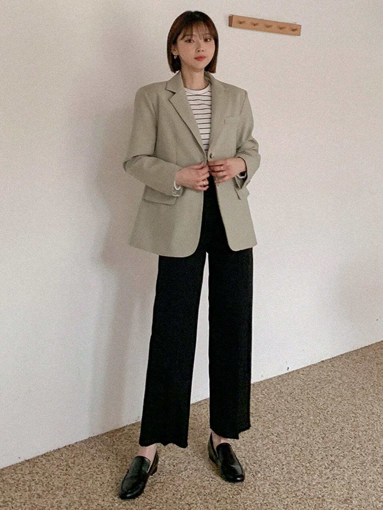 DAZY Pantalon droit ample à poches pour femmes, style casual chic. Pantalon habillé pour — vue 7