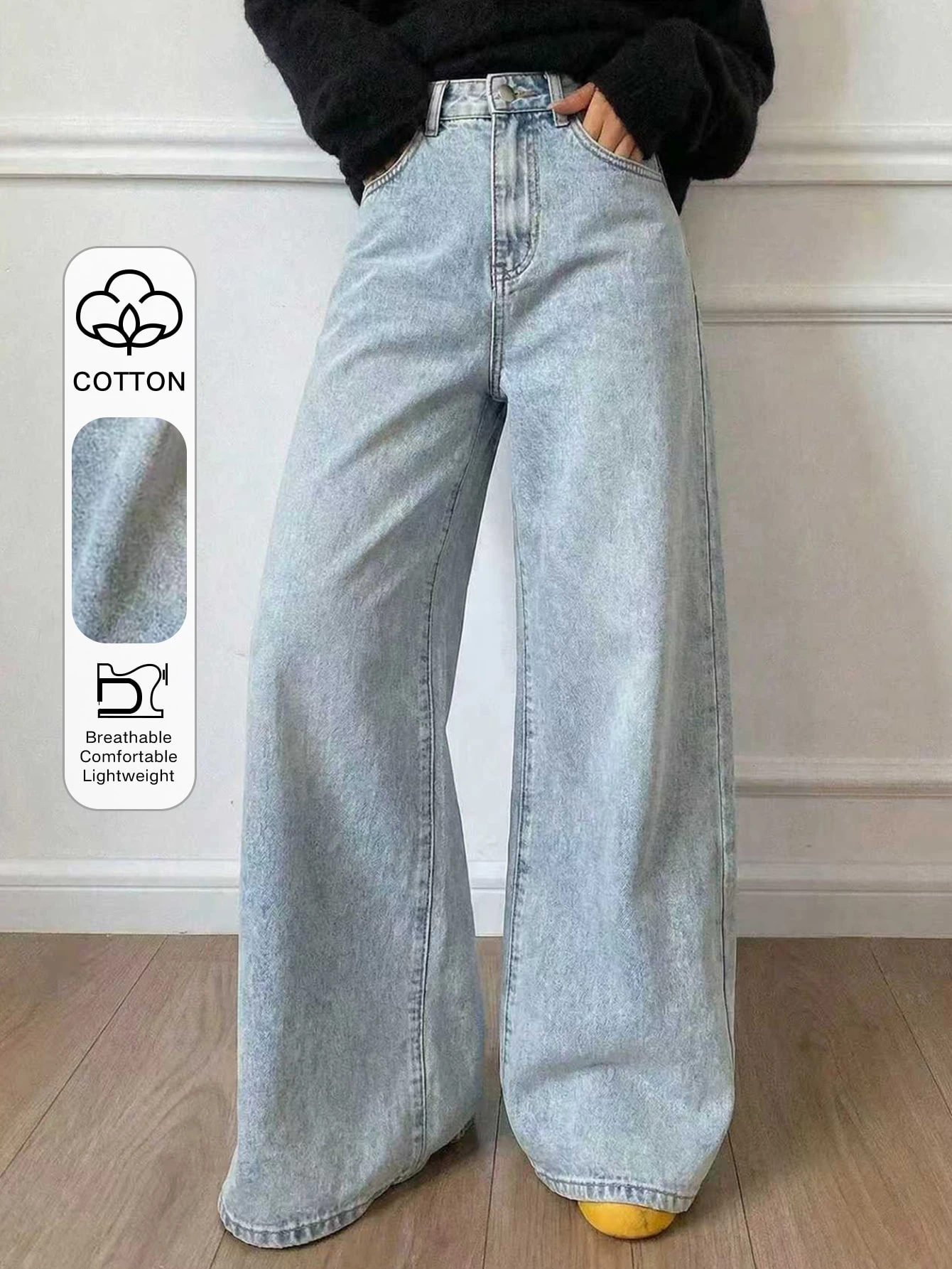 DAZY Pantalon en jean large décontracté à jambes larges pour femmes, jeans boyfriend — vue 7
