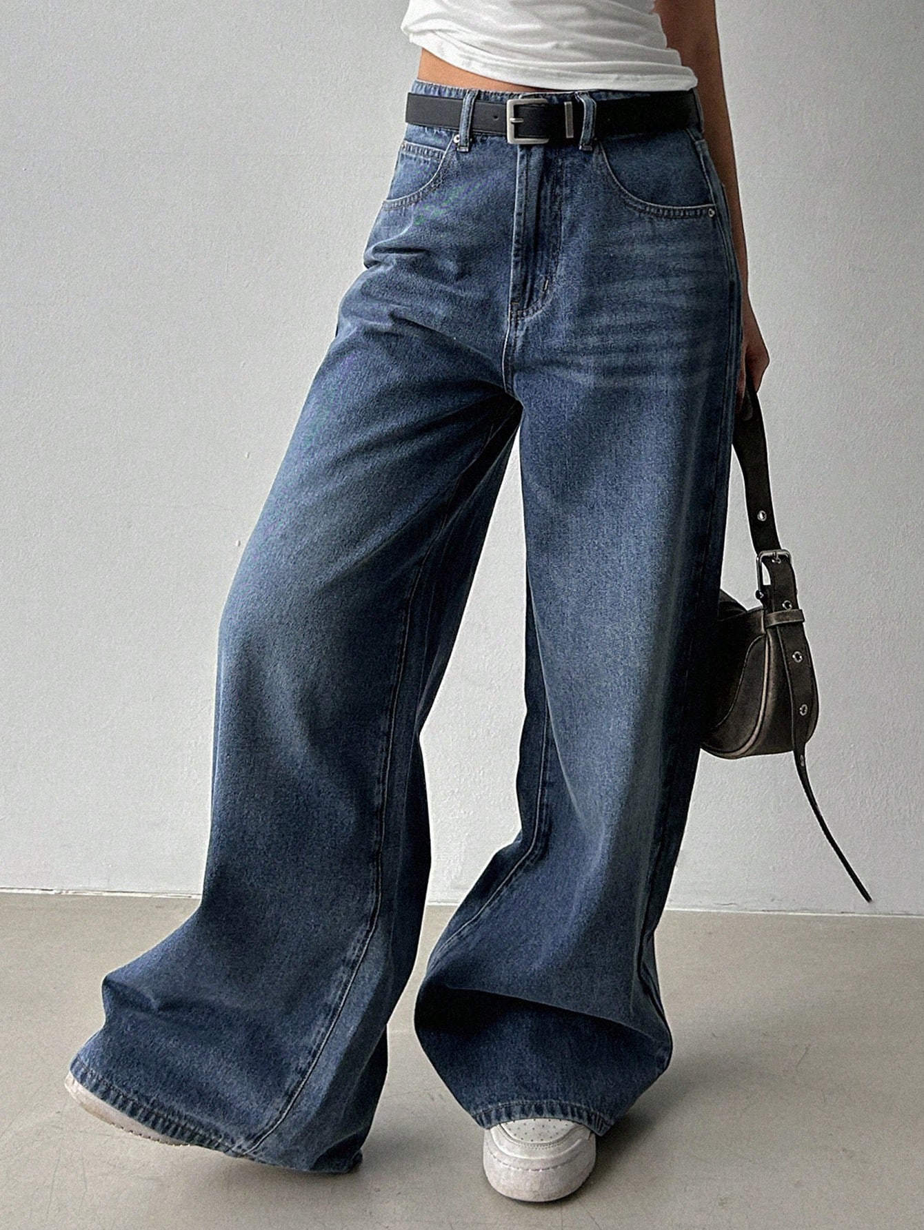 DAZY Pantalon en jean large décontracté à jambes larges pour femmes, jeans boyfriend — vue 10