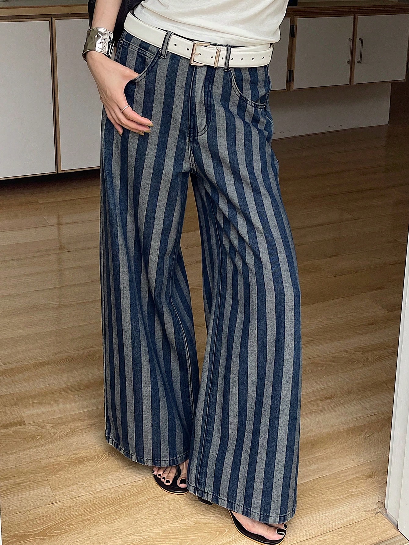 DAZY Pantalon en jean large décontracté à jambes larges pour femmes, jeans boyfriend — vue 12
