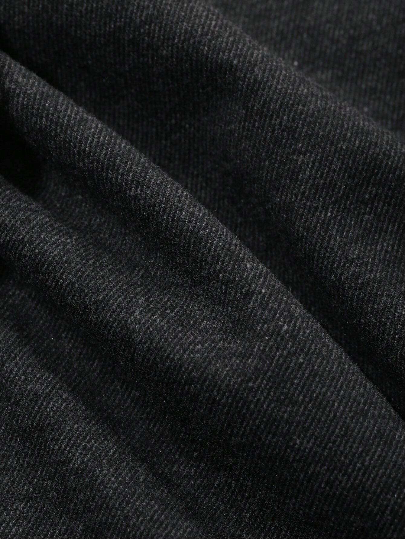 DAZY Pantalon droit ample à boutons devant de couleur unie pour femmes, porter casual au — vue 8