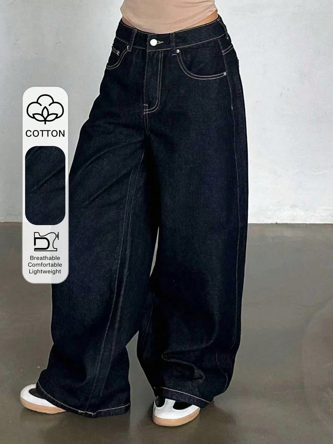Dazy Tall Jeans droits détendus pour grandes femmes, style citadin décontracté