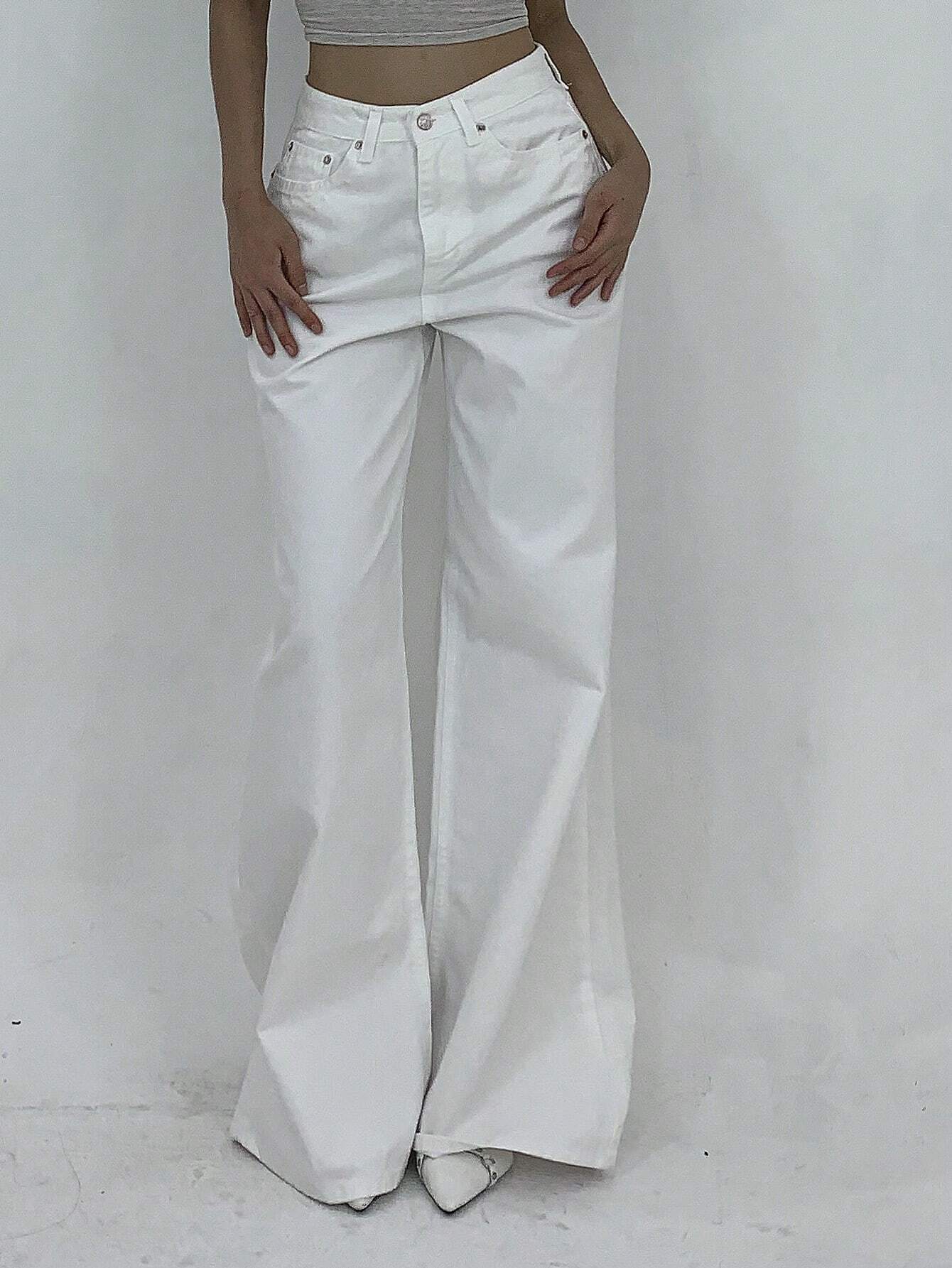DAZY Jeans amples à jambes larges, style décontracté avec boutons frontaux et poches, — vue 2