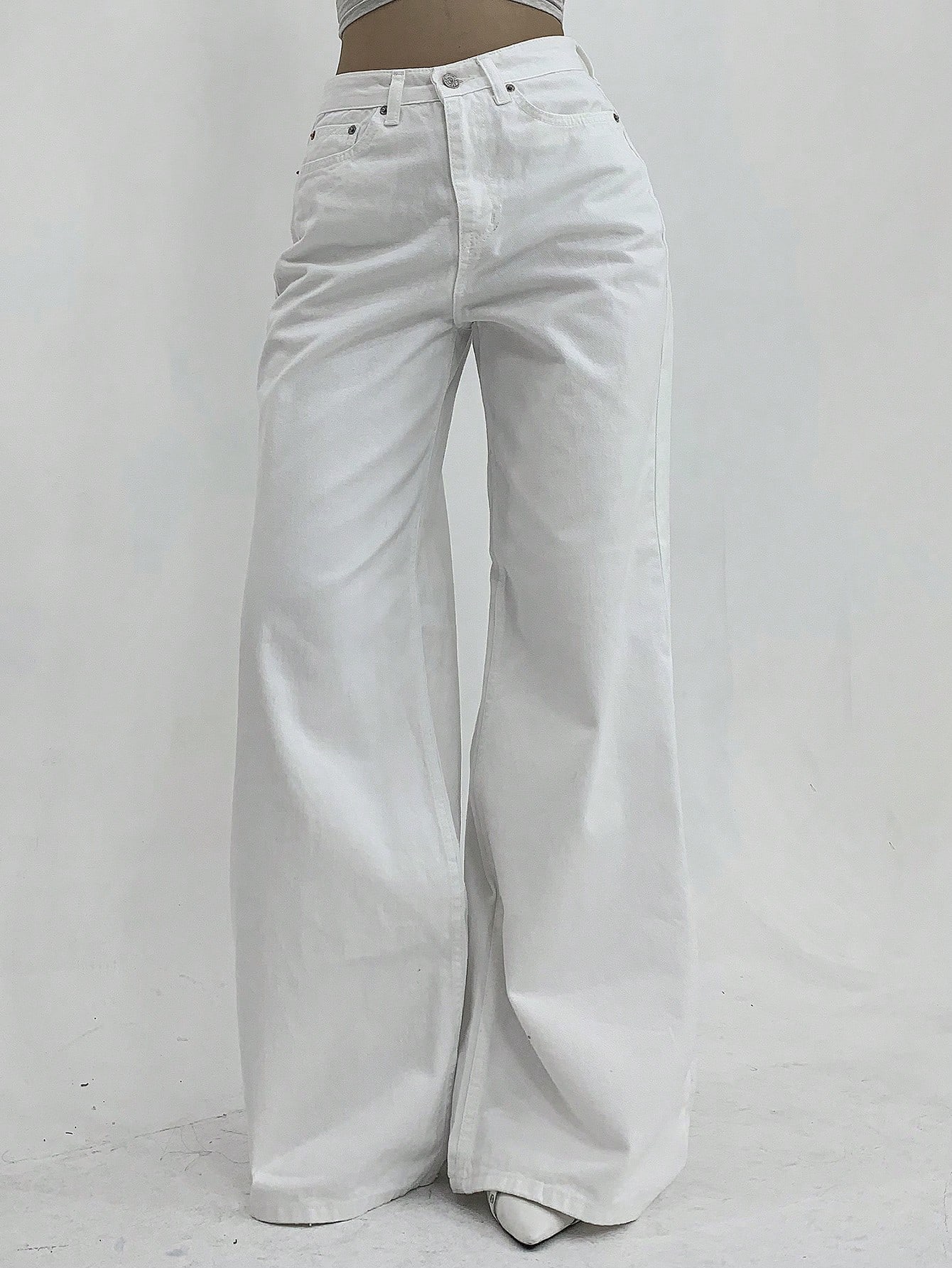 DAZY Jeans amples à jambes larges, style décontracté avec boutons frontaux et poches, — vue 9