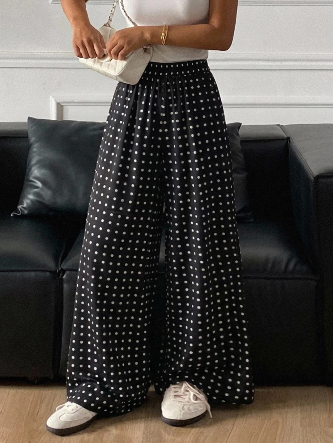 DAZY Pantalon à carreaux à taille haute et jambes larges avec taille élastique, pour le — vue 12