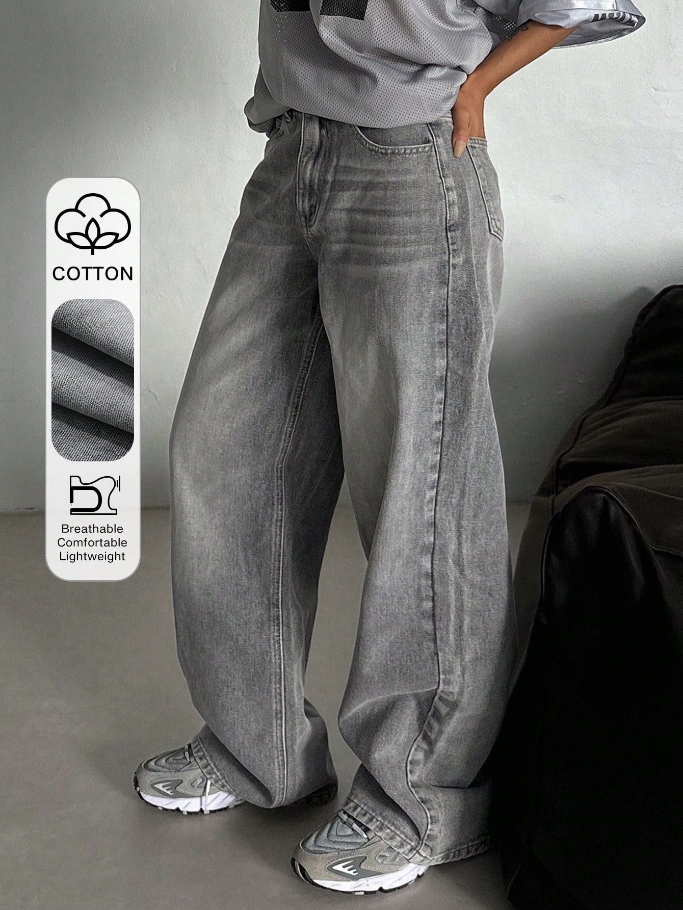 DAZY Jeans décontractés larges amples avec poches pour femmes, polyvalents — vue 5