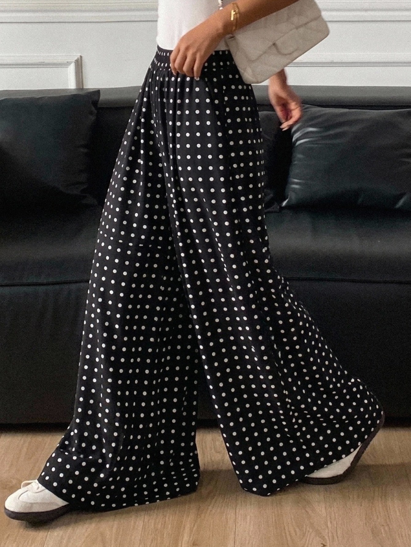 DAZY Pantalon à carreaux à taille haute et jambes larges avec taille élastique, pour le — vue 11