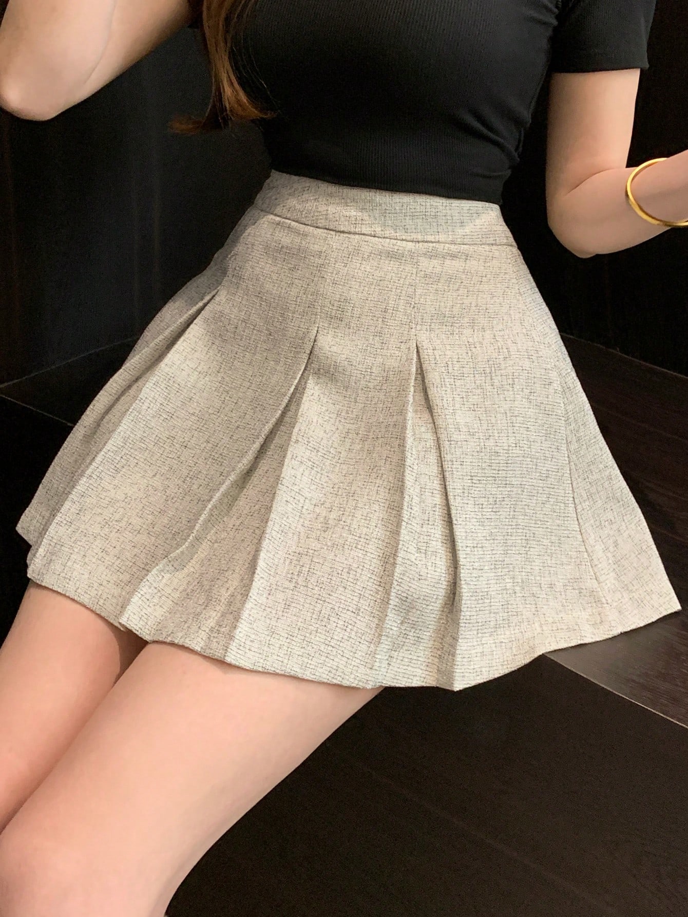 DAZY Jupe mini plissée de couleur unie polyvalente et décontractée pour femmes, style — vue 12