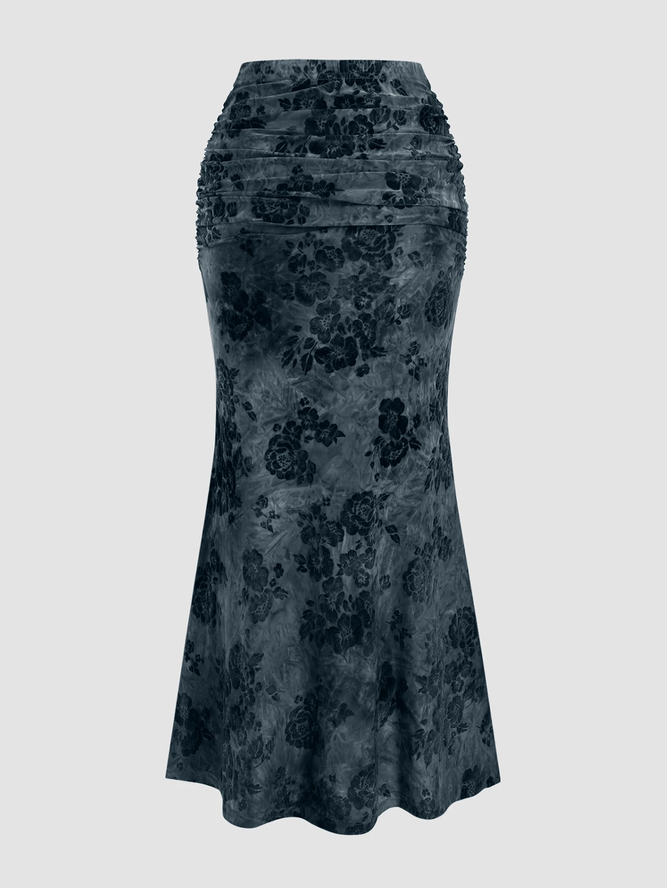 Sweetra Jupe longue vintage élégante à imprimé floqué queue de poisson pour femmes, — vue 4