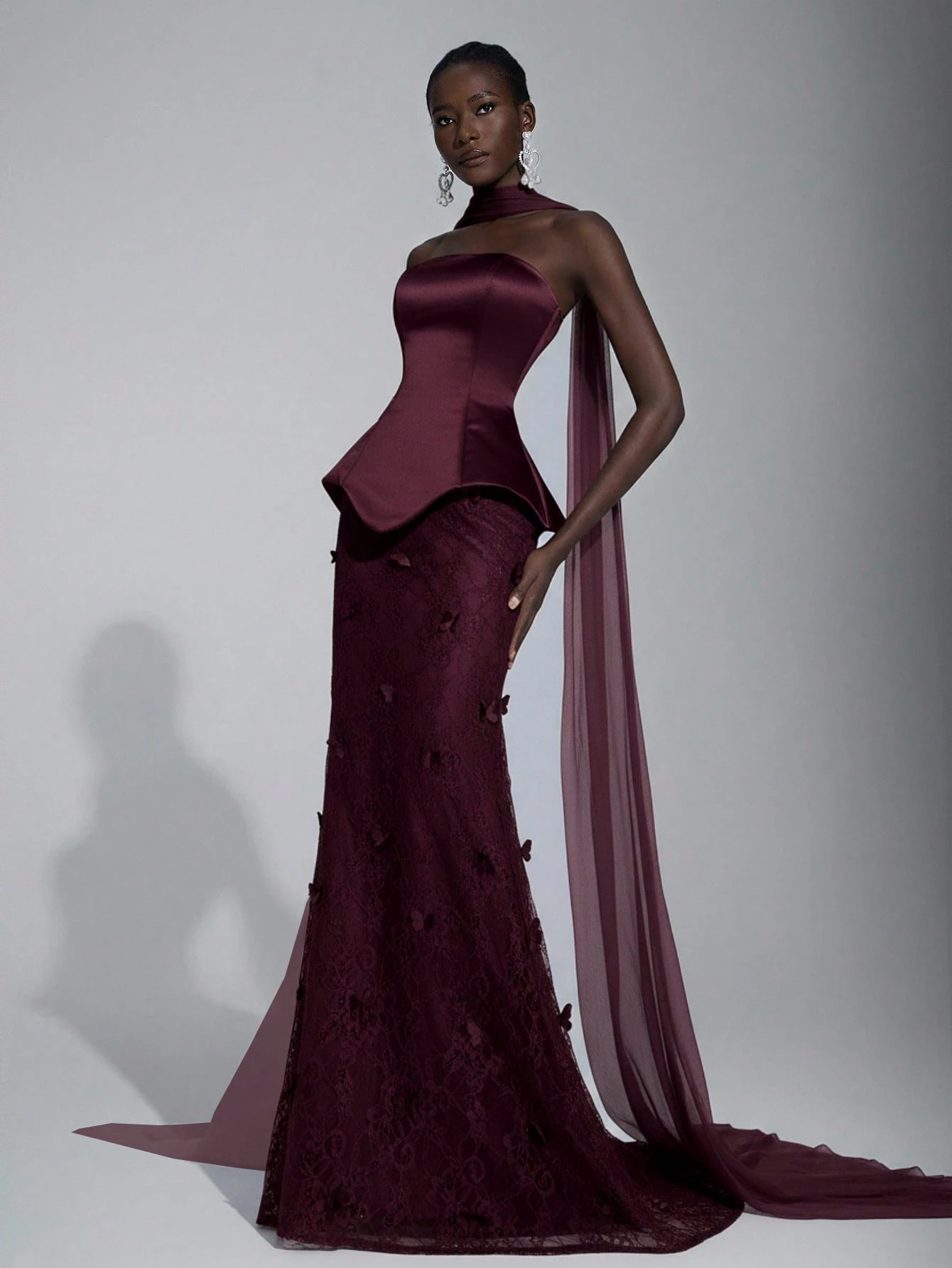 Elitara Robe de mariée blanche élégante et chic pour dîner formel d'automne, jupe sirène — vue 2