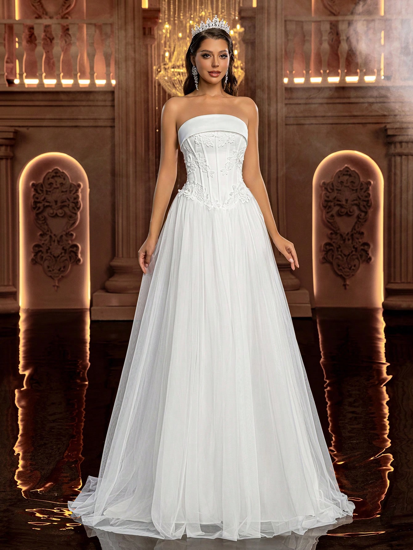 Glamrae Robe de soirée de mariage élégante et formelle pour femmes, blanche, automne, en — vue 6