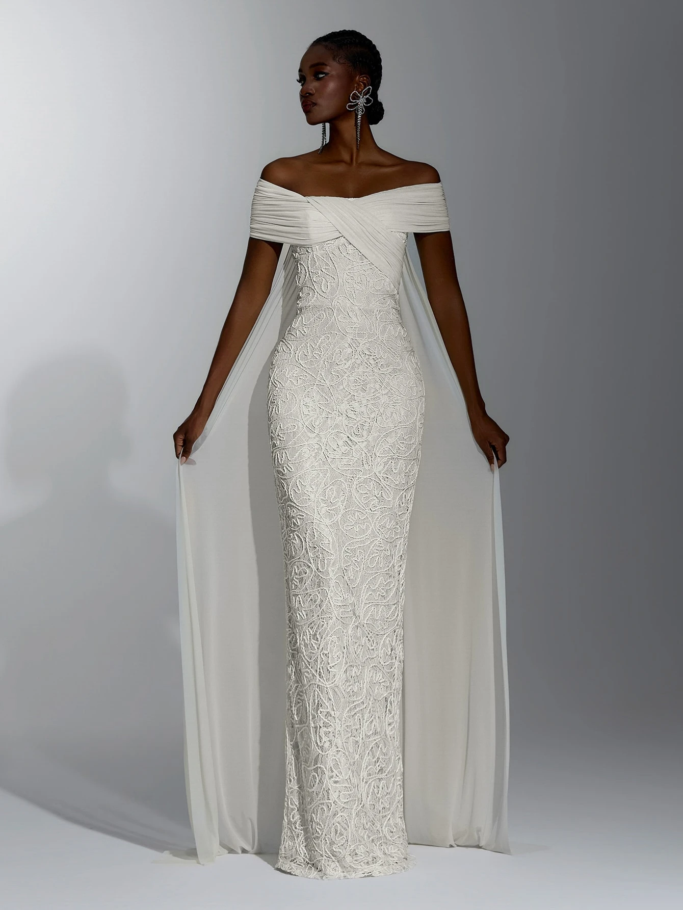 Elitara Robe longue sirène élégante, formelle et luxueuse, en dentelle transparente à — vue 7