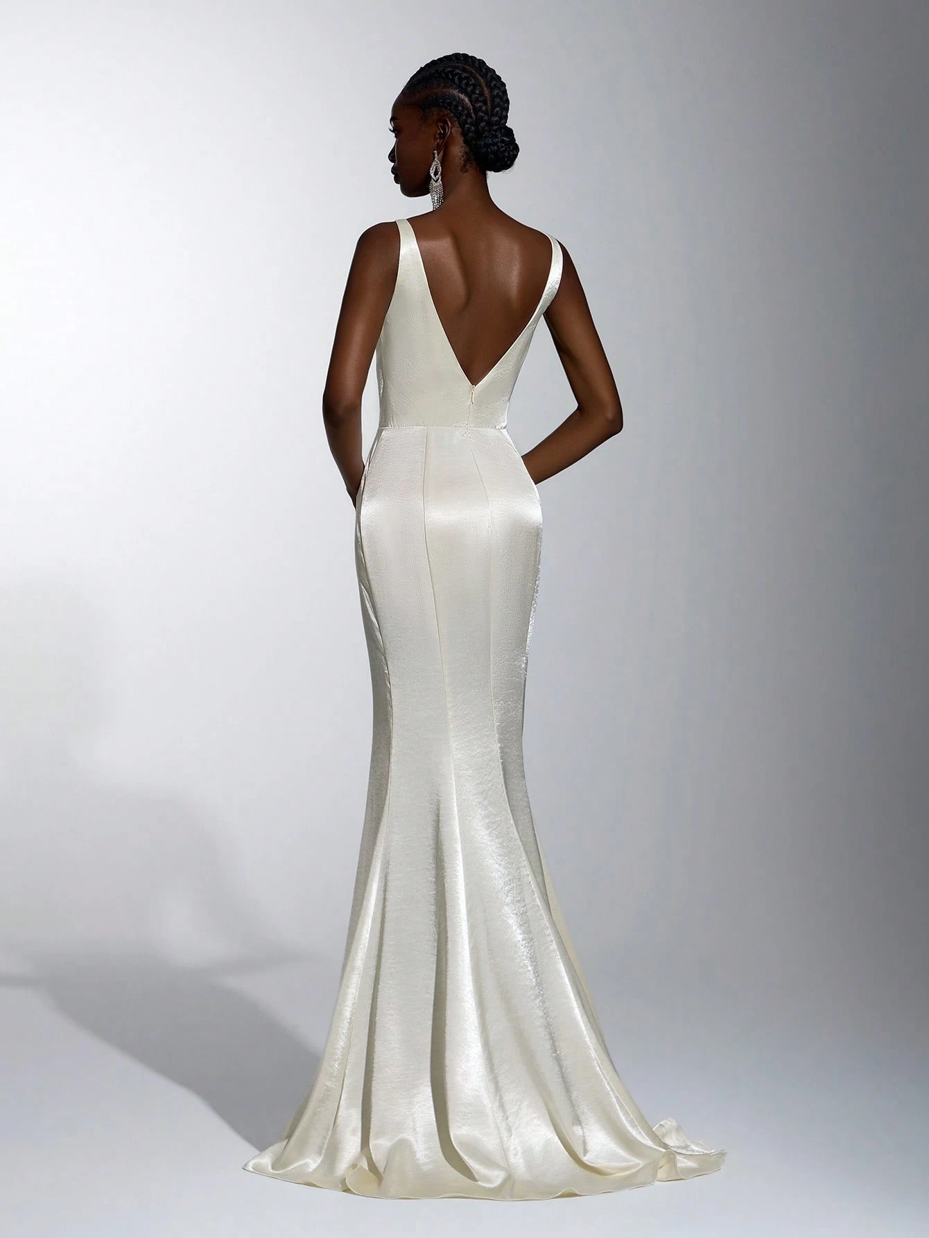 Elitara Robe de soirée élégante et romantique à la mode et décente, en satin abricot, — vue 5