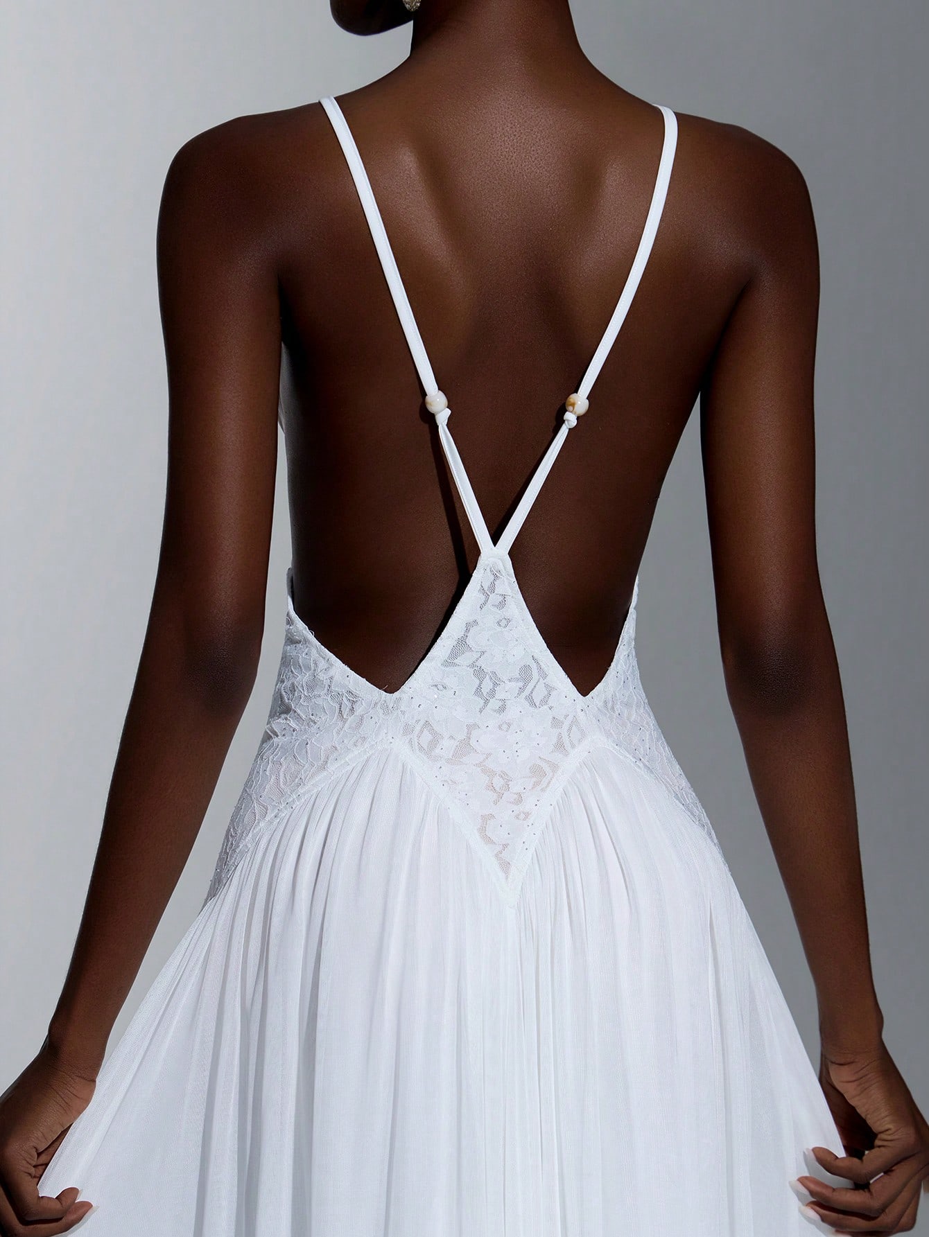 Elitara Robe de mariée élégante et classique pour femme, col en V, design asymétrique — vue 6