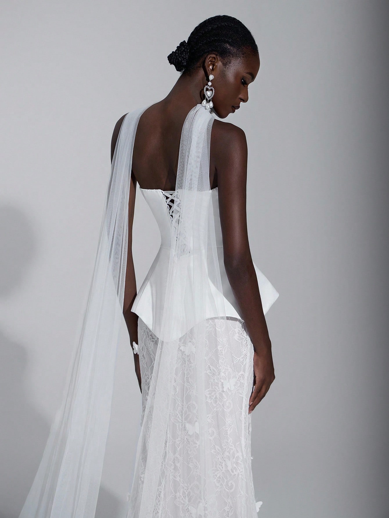 Elitara Robe de mariée blanche élégante et chic pour dîner formel d'automne, jupe sirène — vue 8