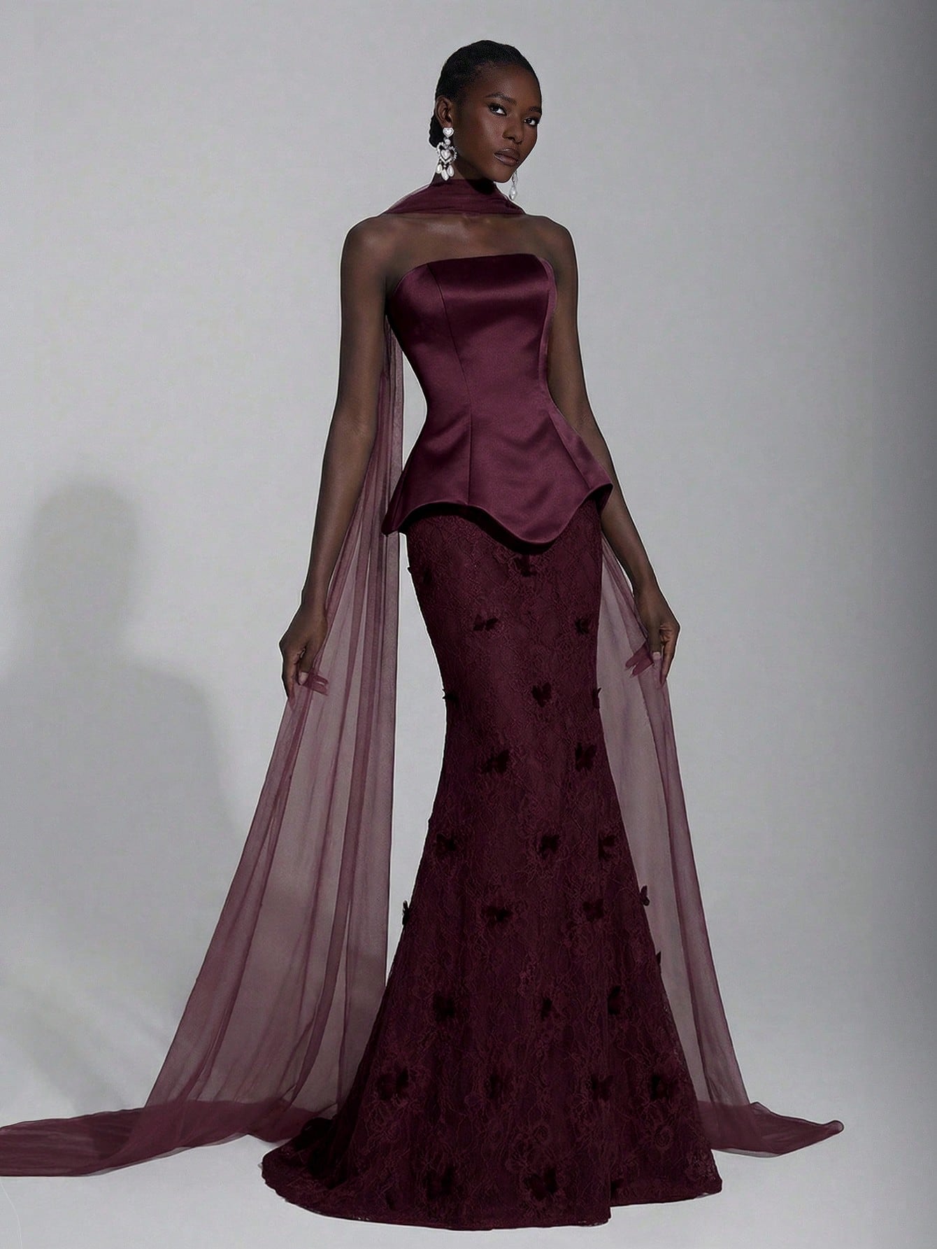 Elitara Robe de mariée blanche élégante et chic pour dîner formel d'automne, jupe sirène — vue 9